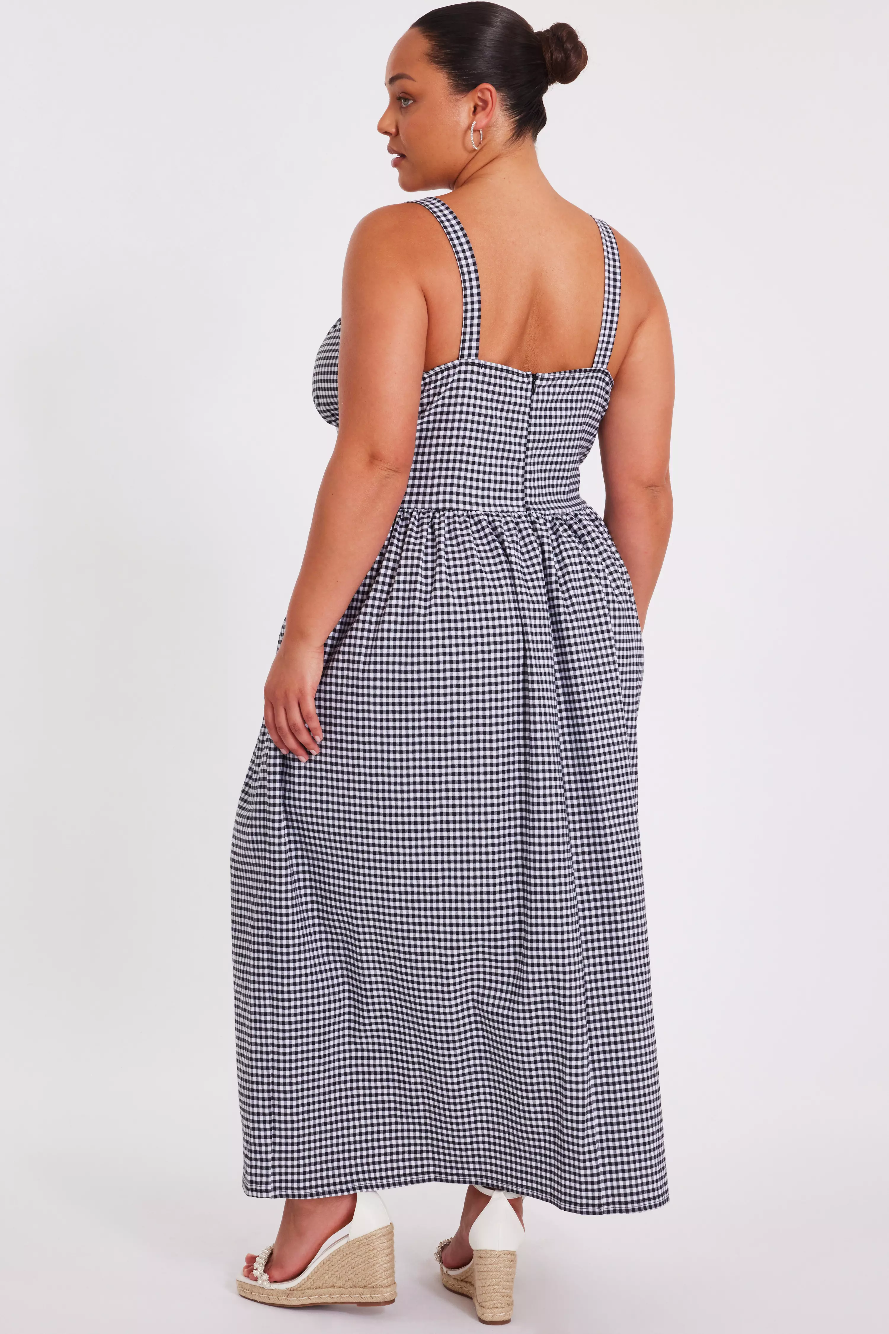 Curve Black Gingham Midaxi Dress