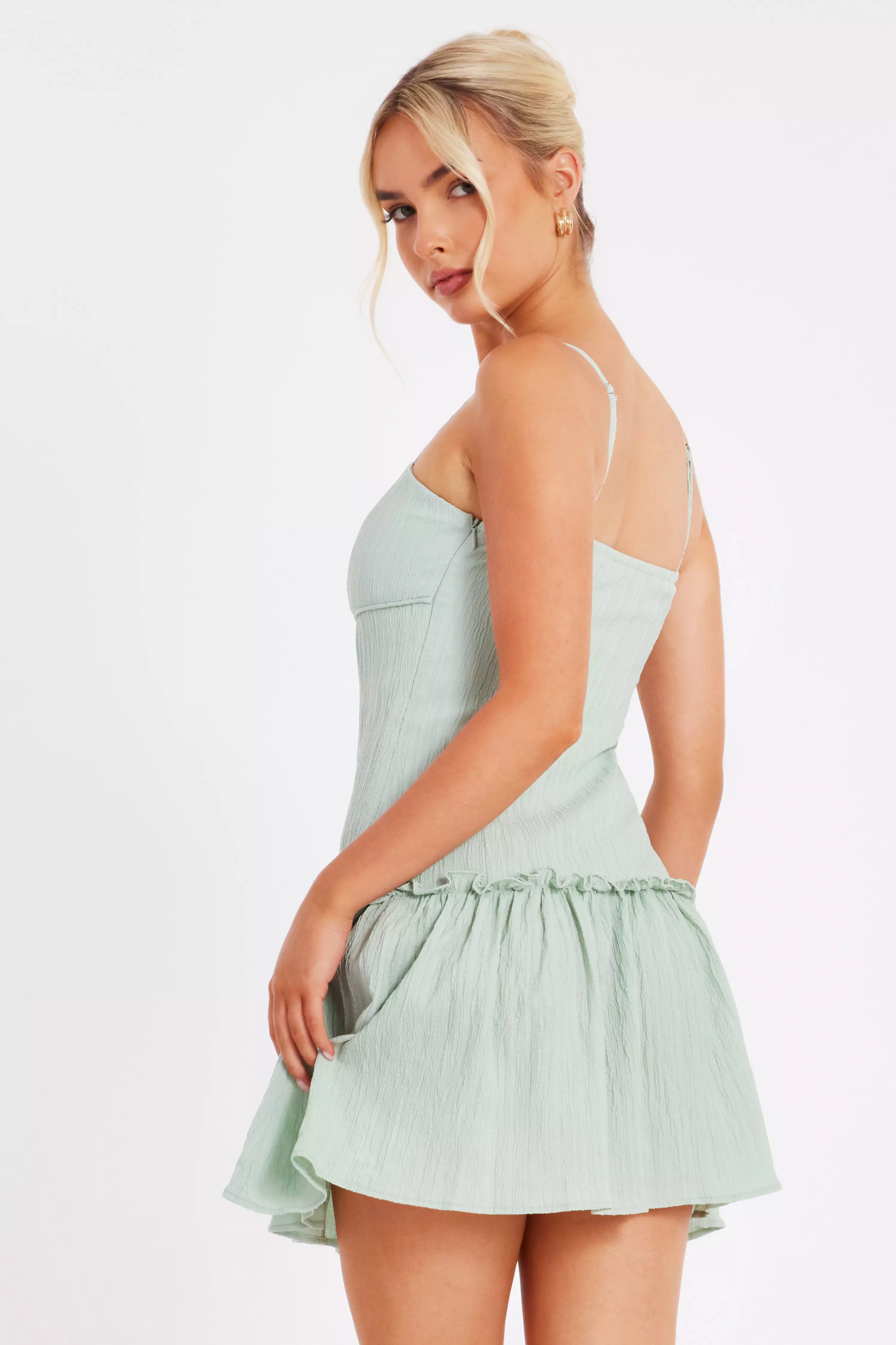 Sage Frill Mini Dress