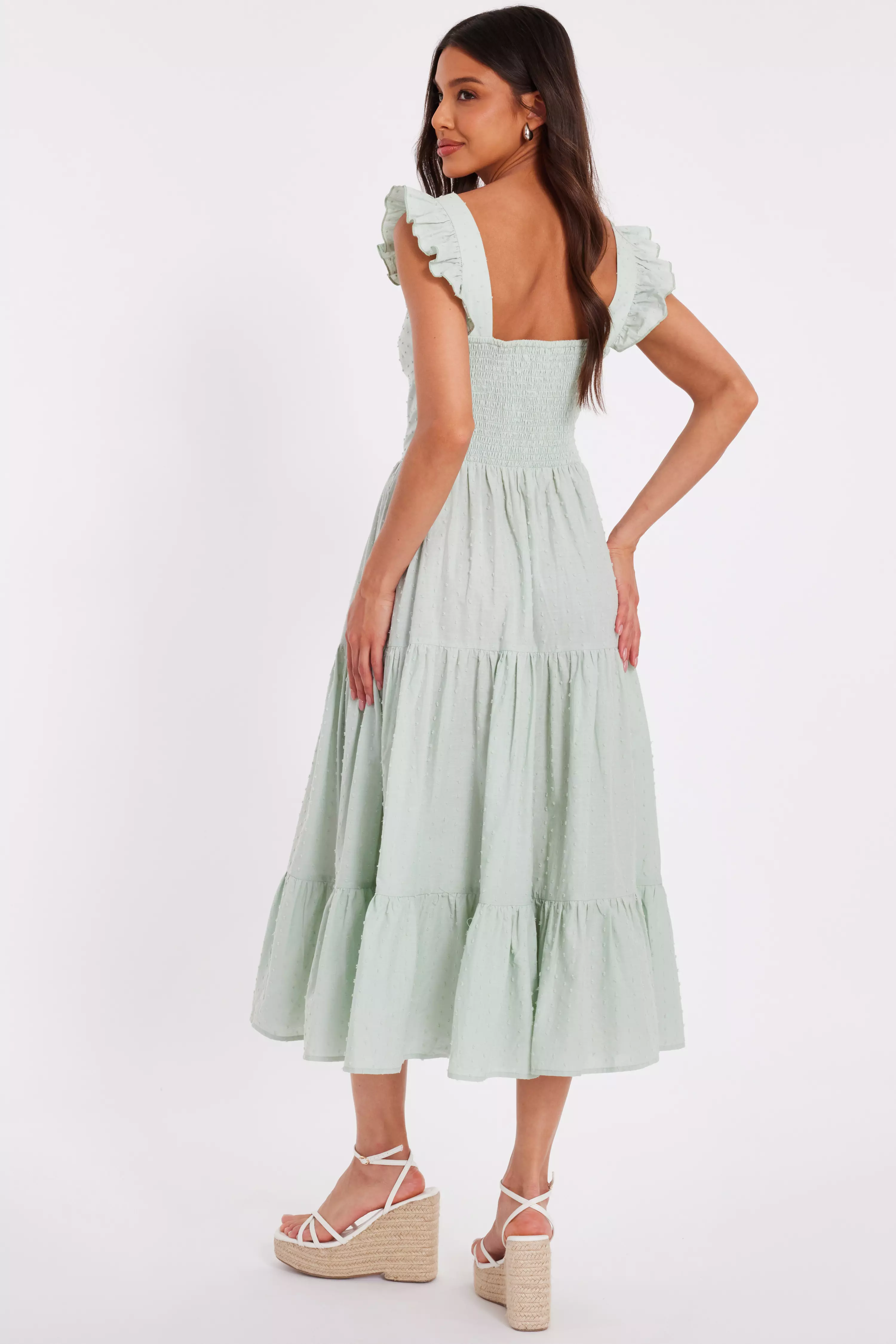 Sage Tiered Midi Dress