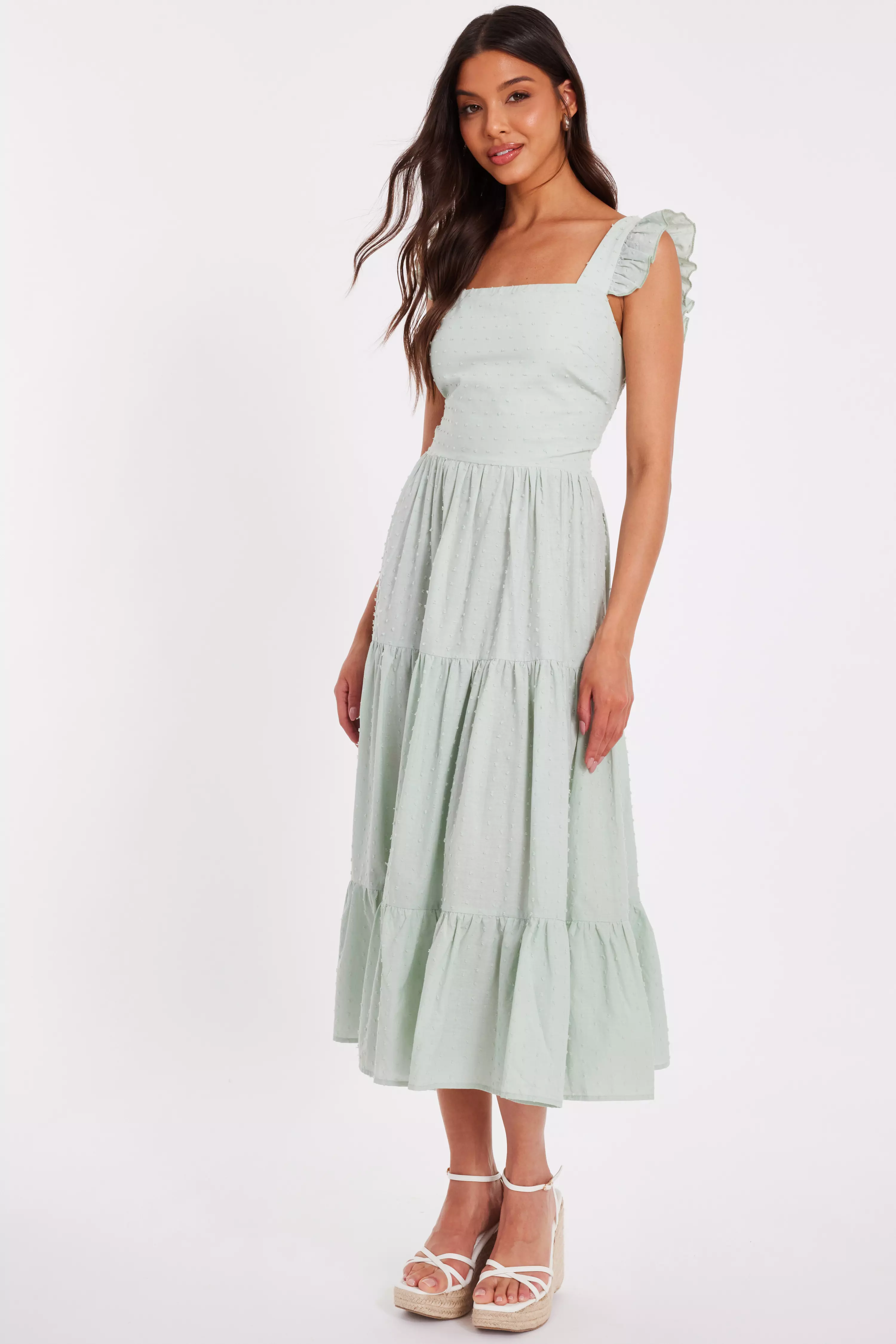 Sage Tiered Midi Dress