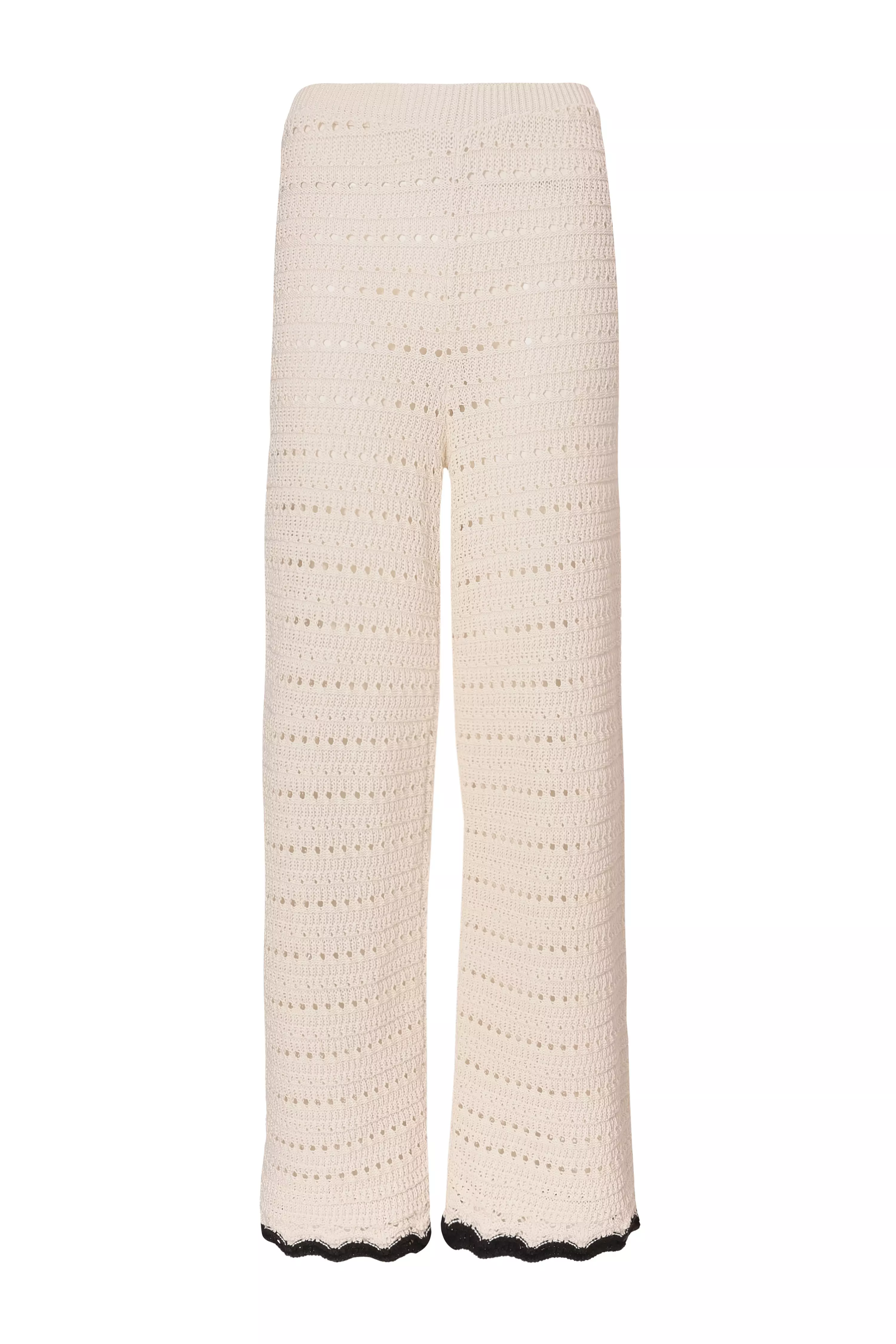 Cream Light Knit Trousers