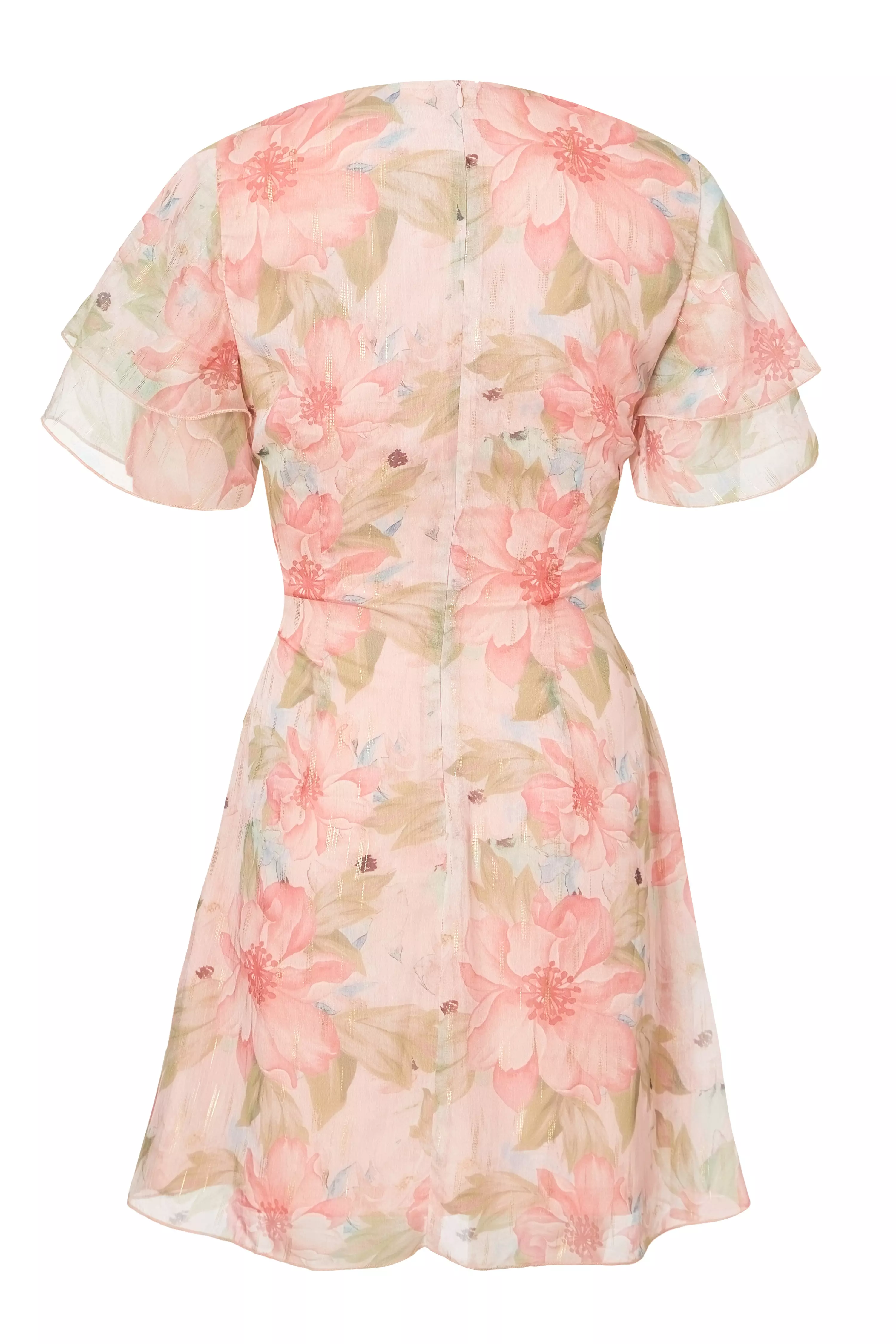 Coral Chiffon Floral Skater Dress