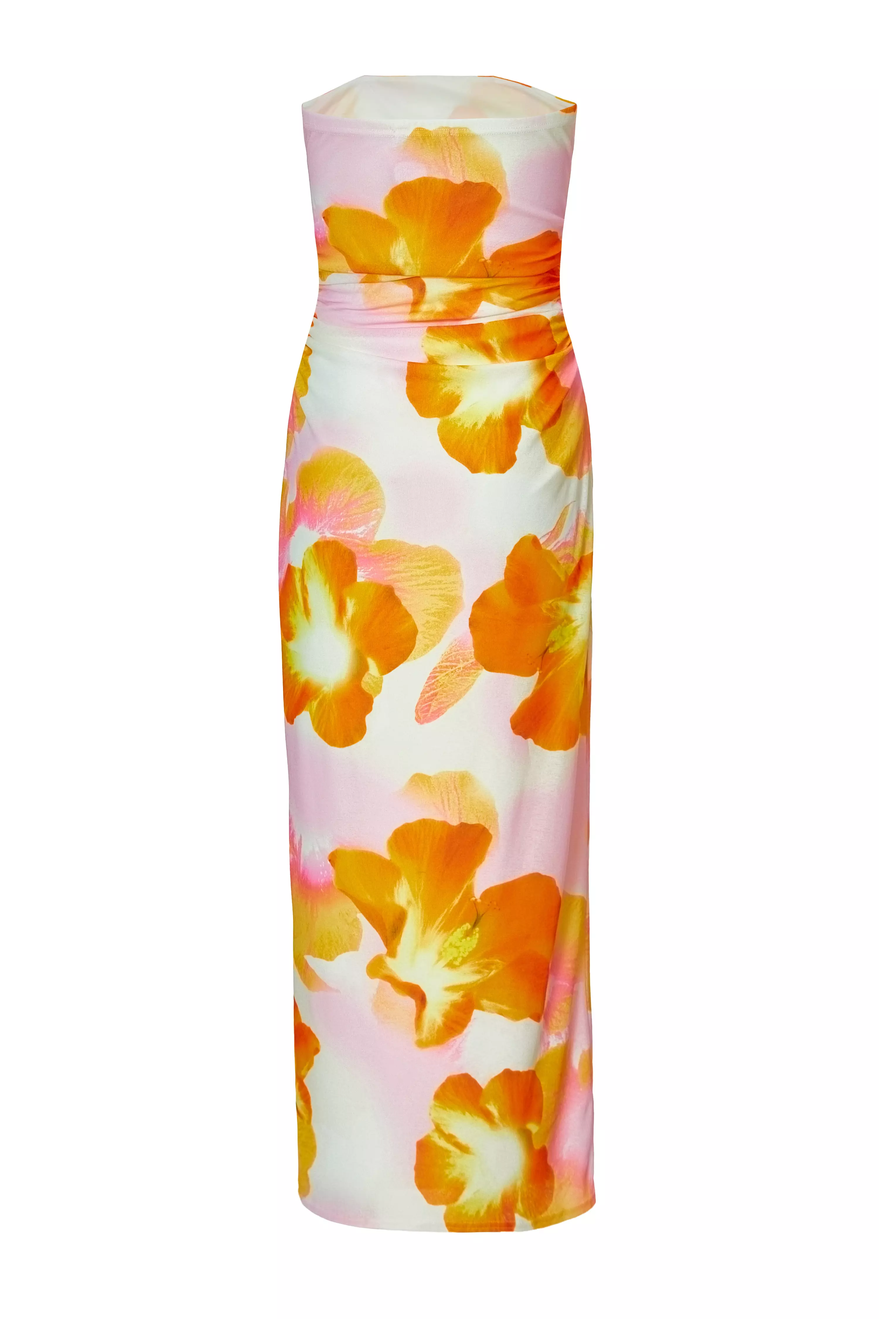 White Bandeau Floral Midaxi Dress