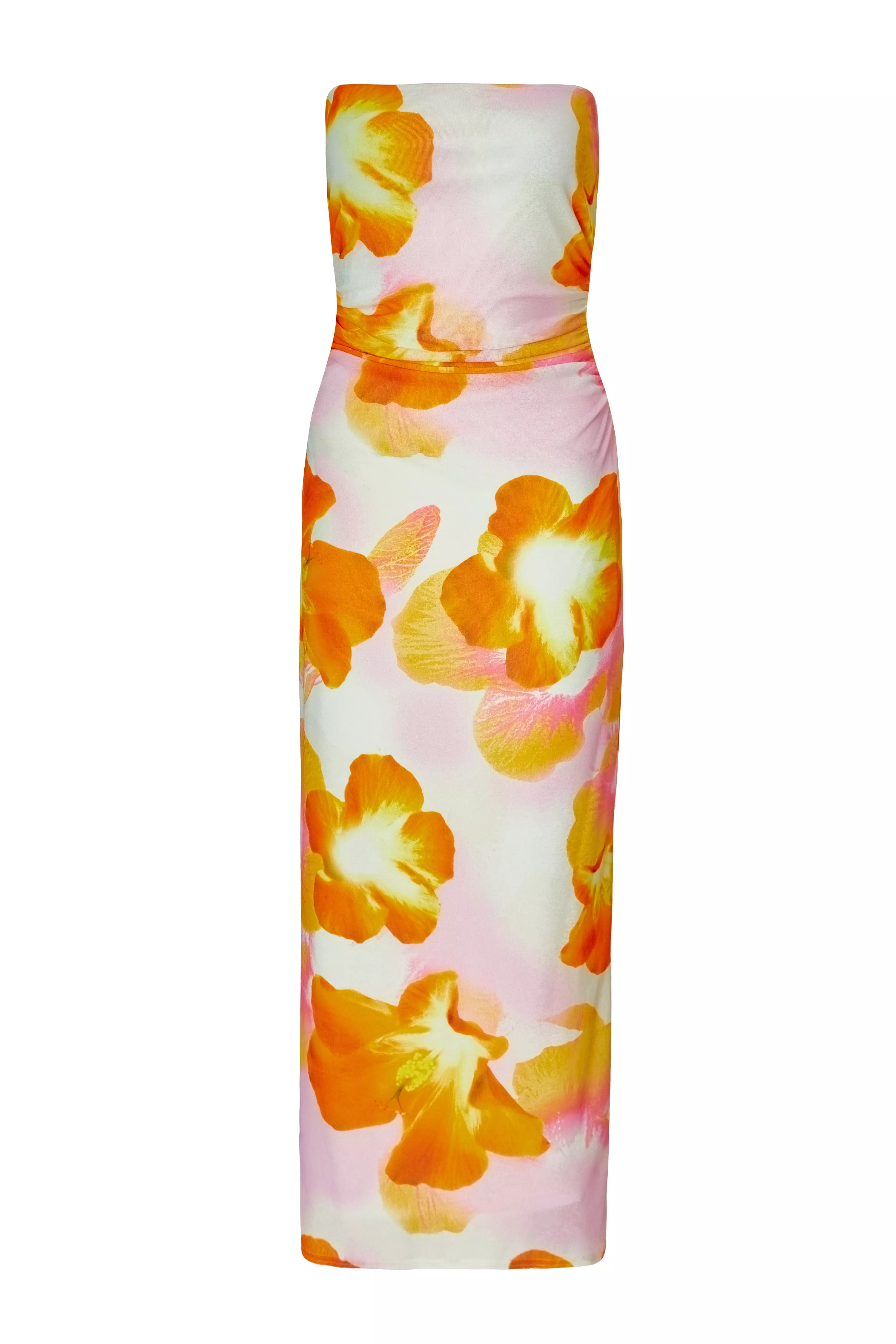 White Bandeau Floral Midaxi Dress