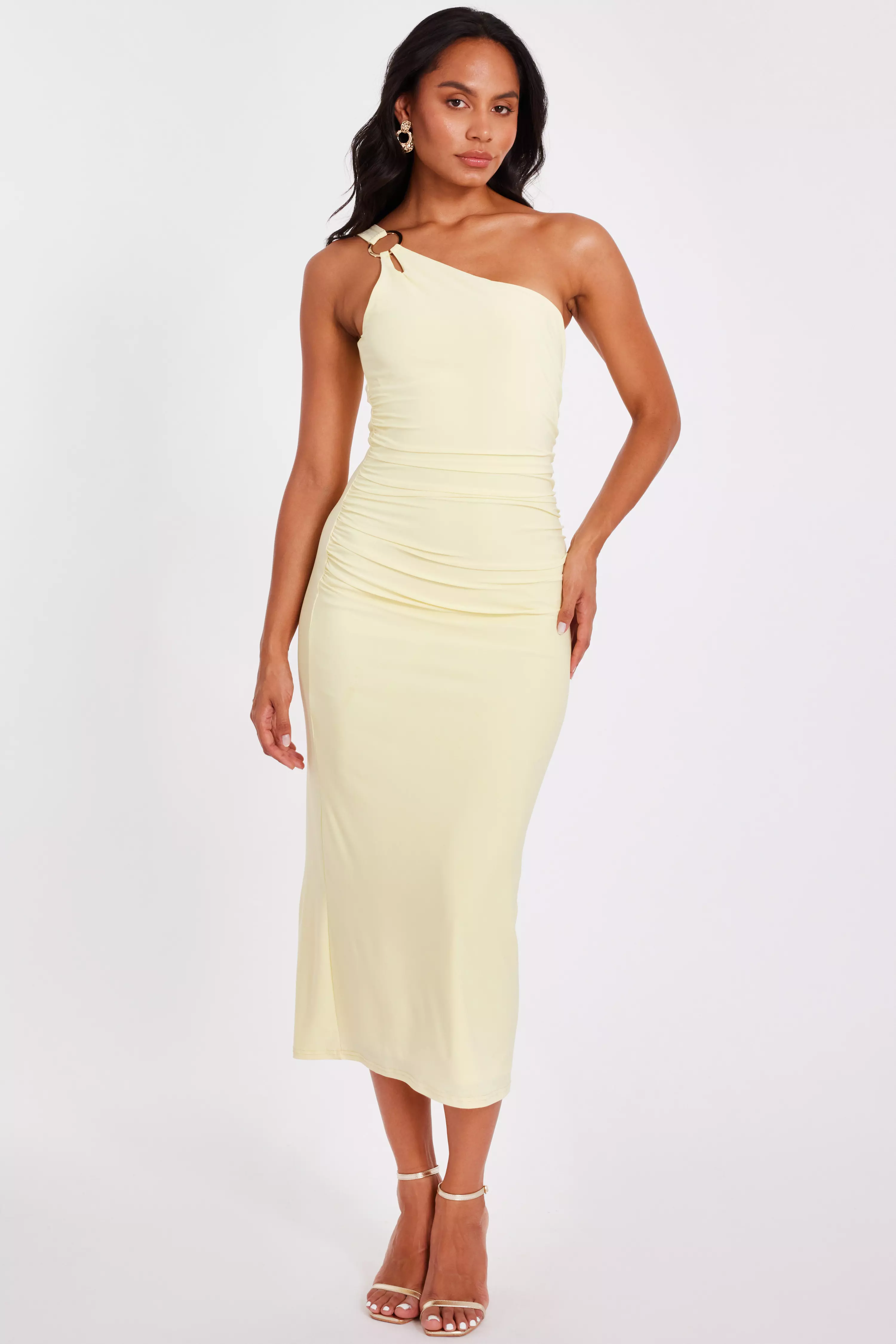 Yellow Buckle Detail Midaxi Dress