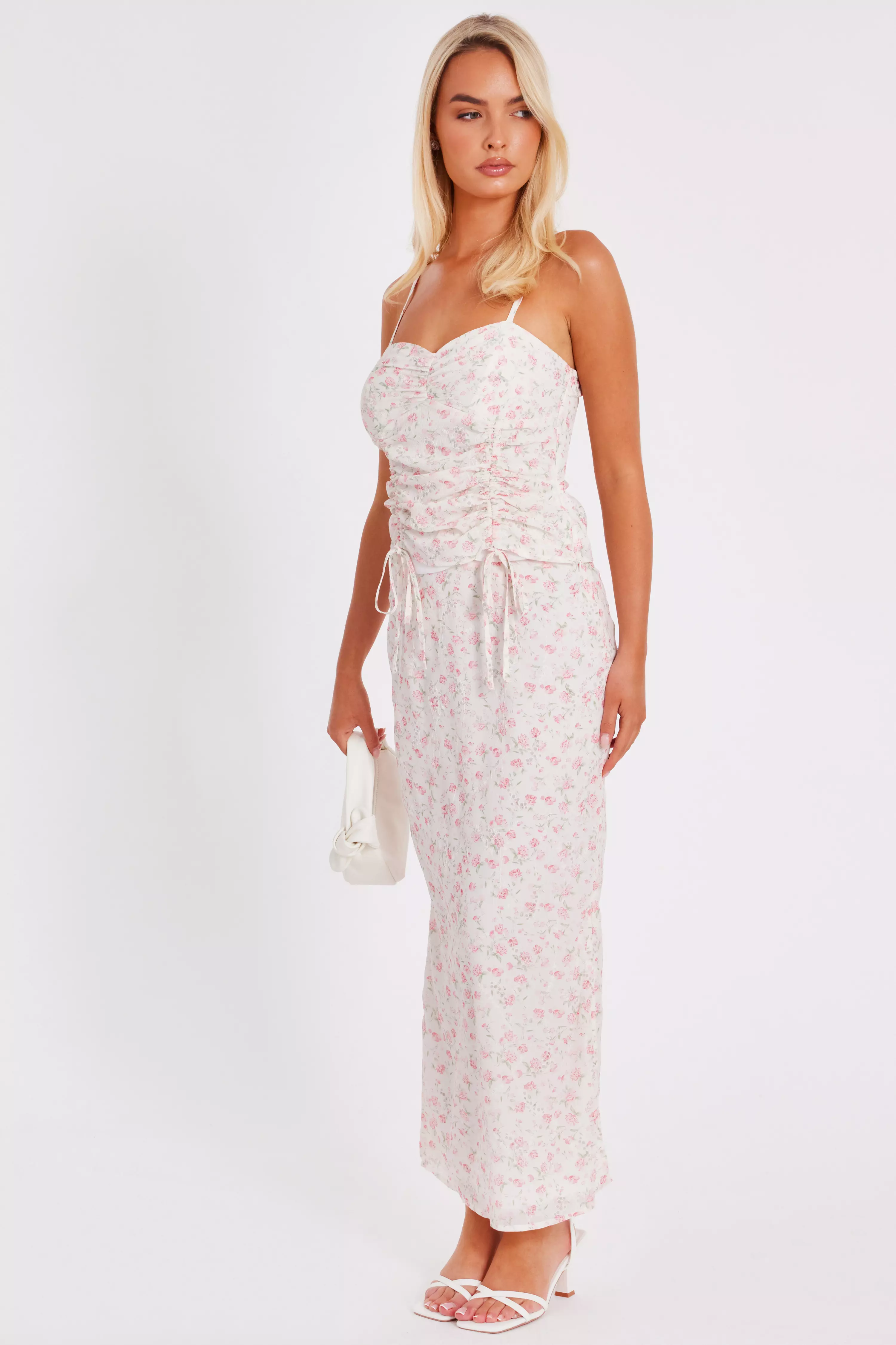 Floral Print Ruched Top
