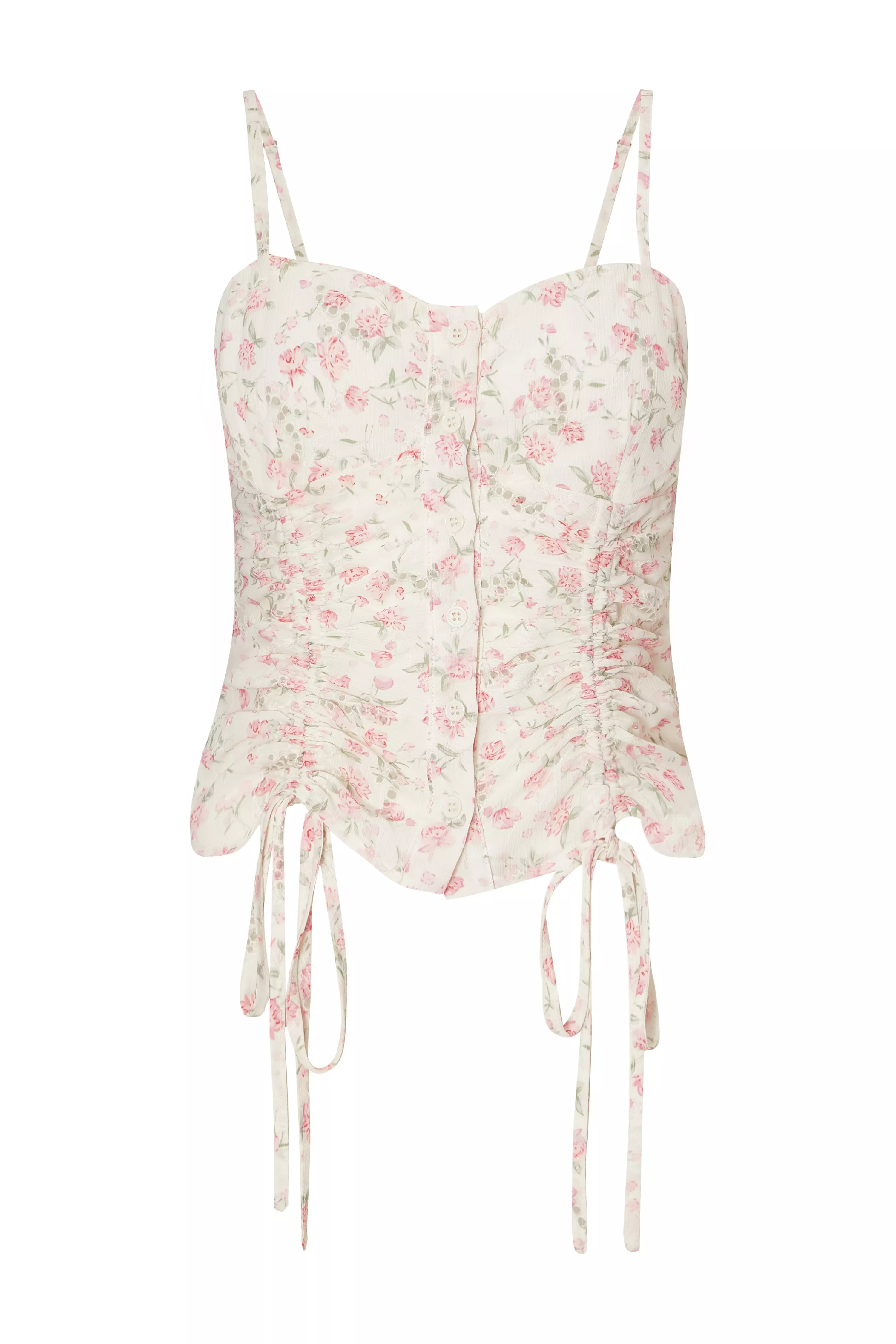 Floral Print Ruched Top