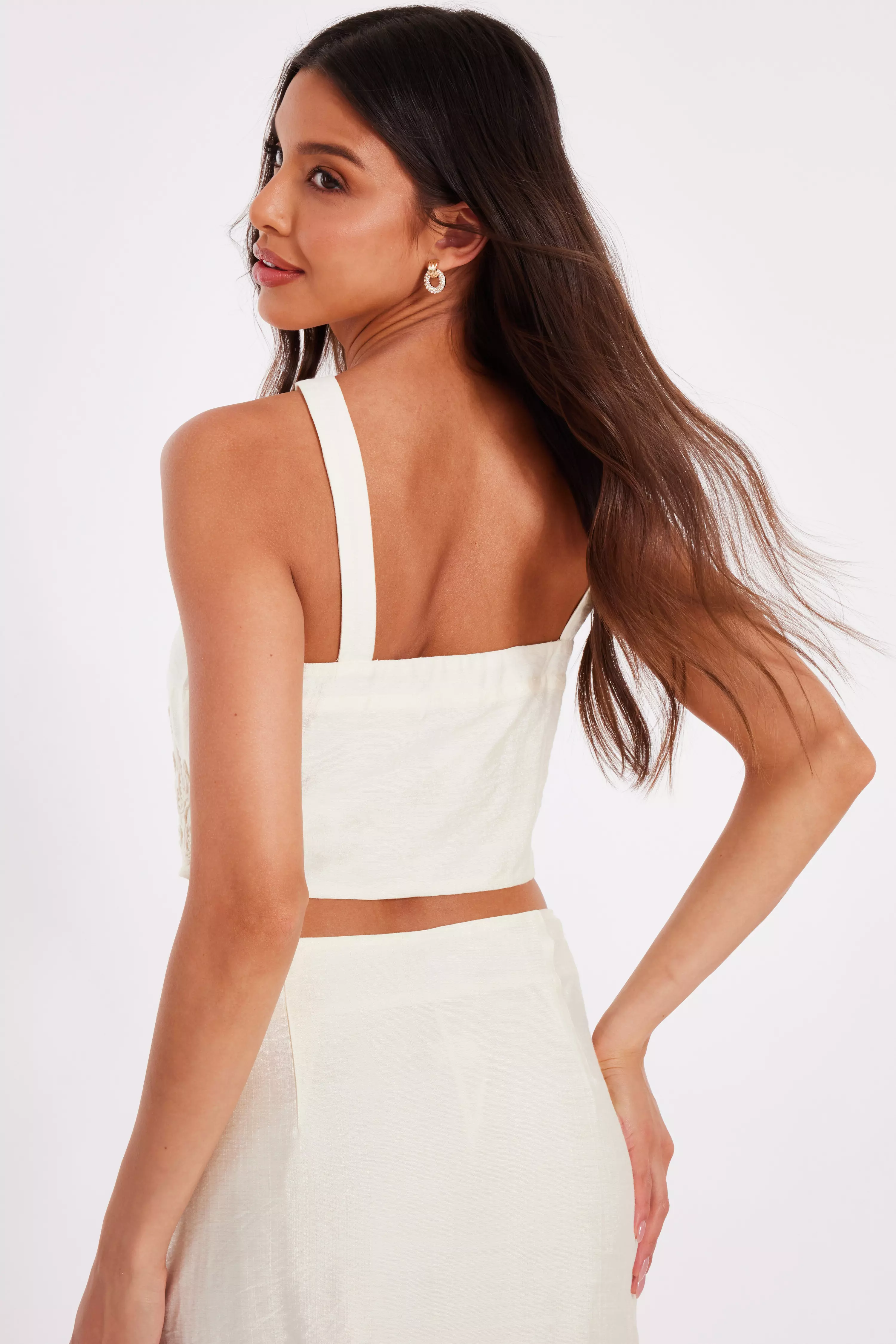 Stone Embroidered Crop Top