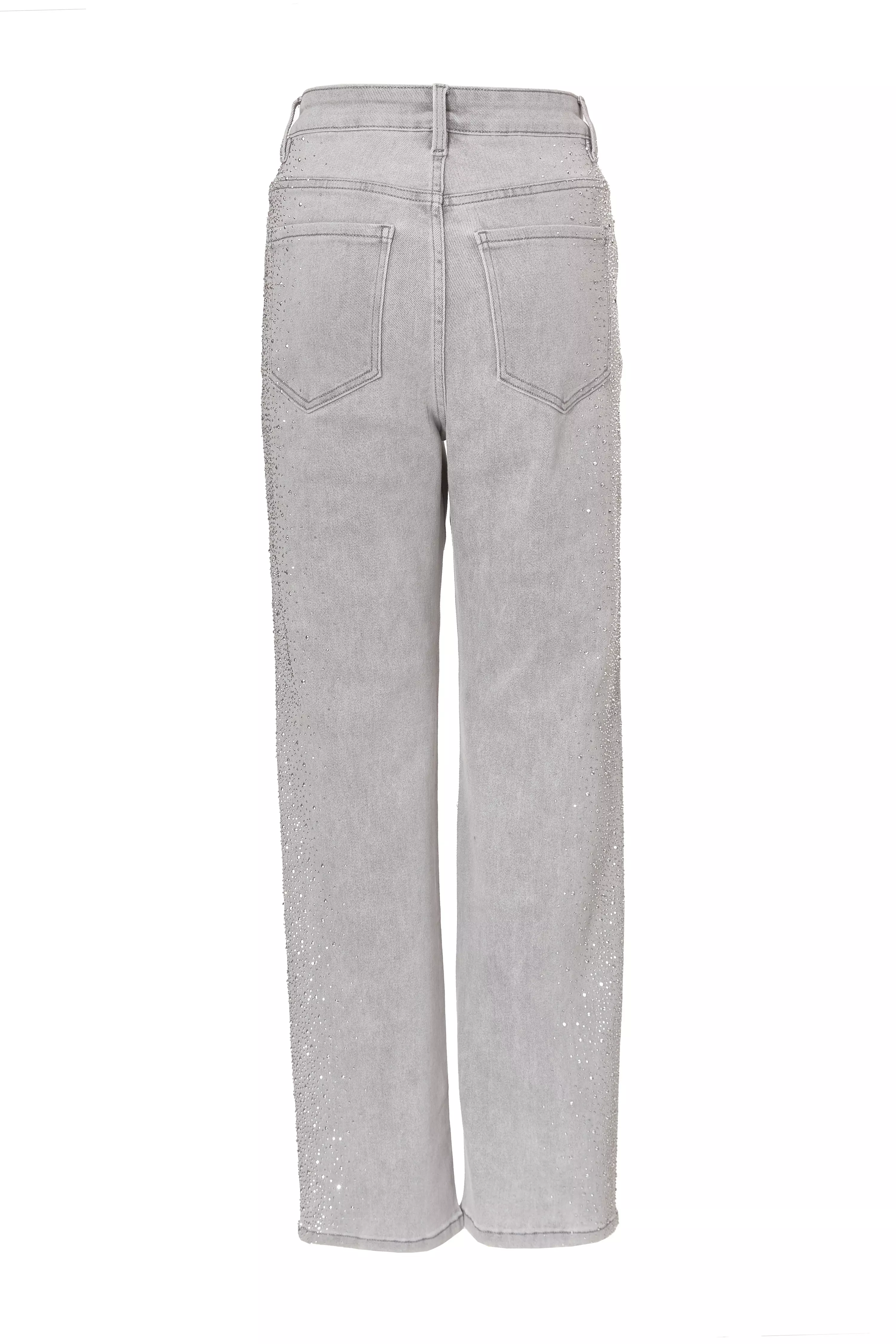Grey Denim Diamante Jeans
