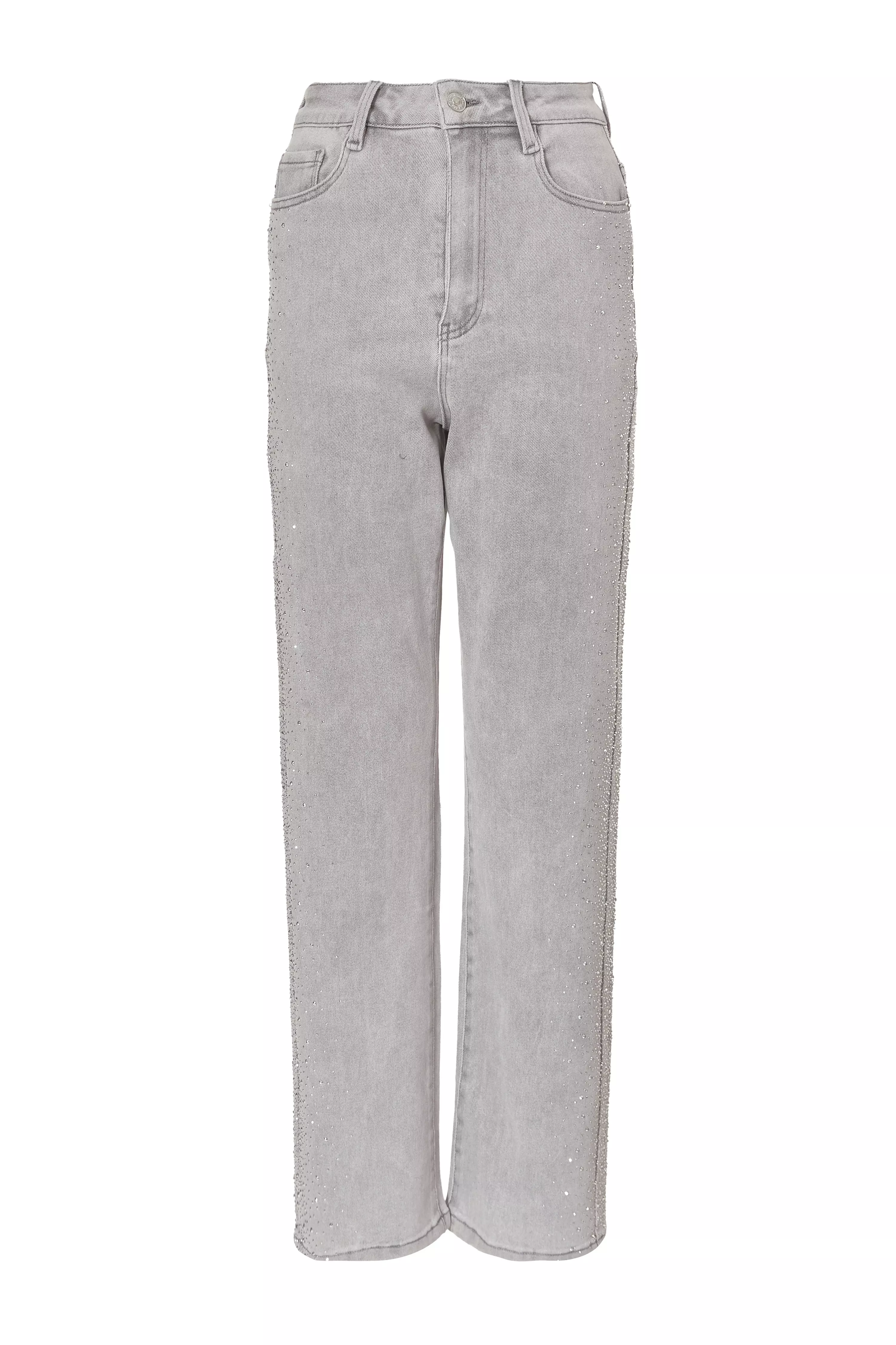 Grey Denim Diamante Jeans