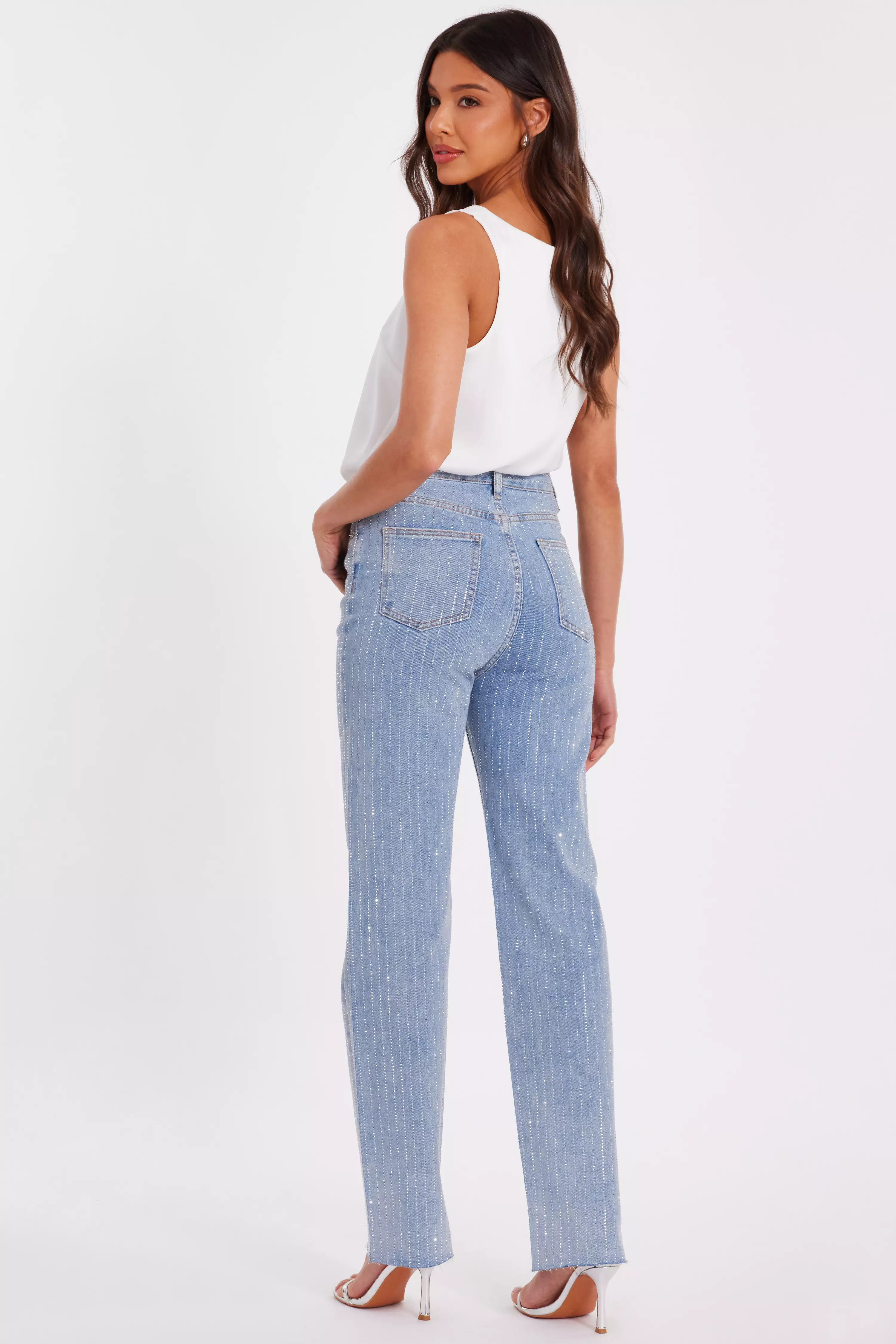 Denim Diamante Stripe Jeans