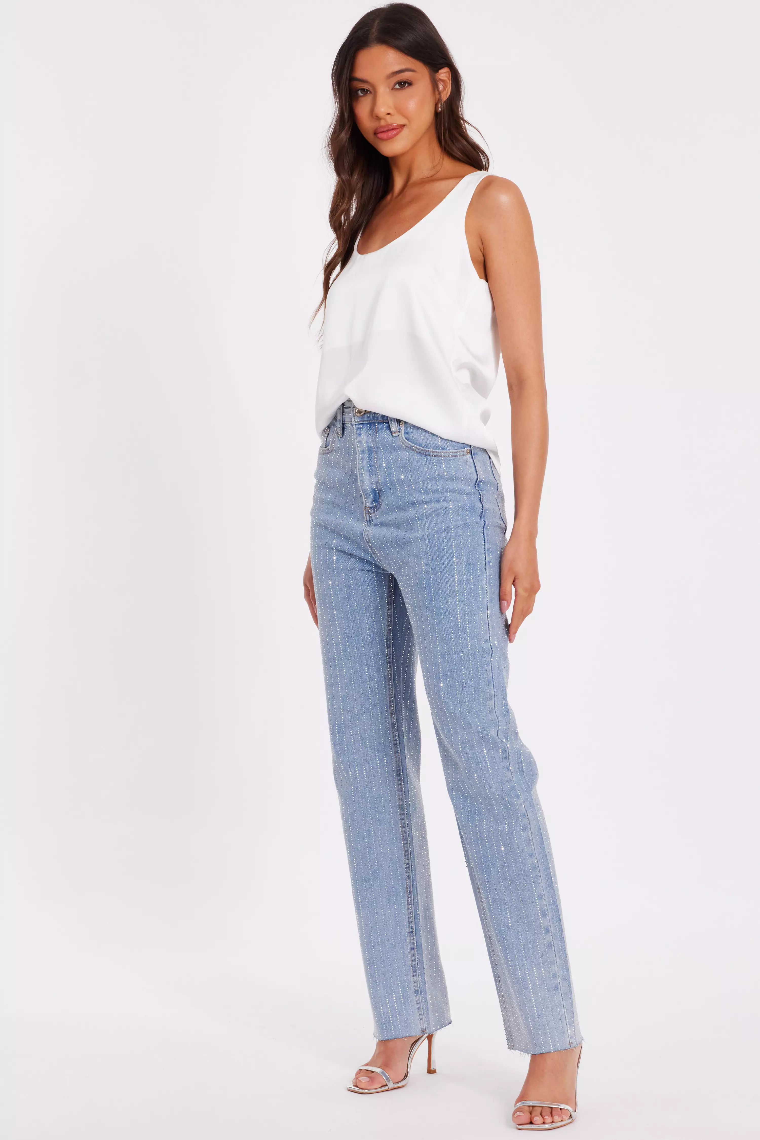 Denim Diamante Stripe Jeans