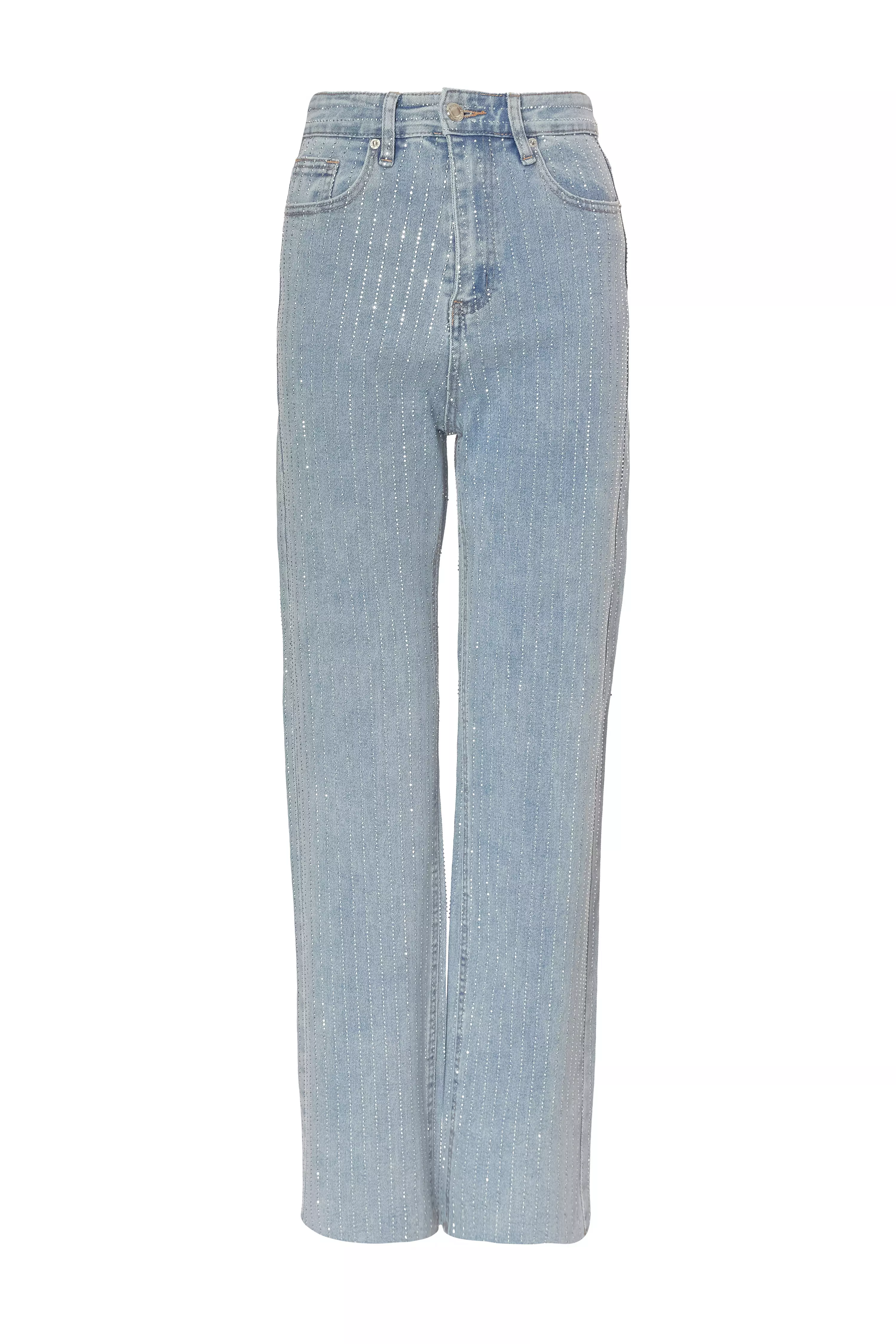 Denim Diamante Stripe Jeans