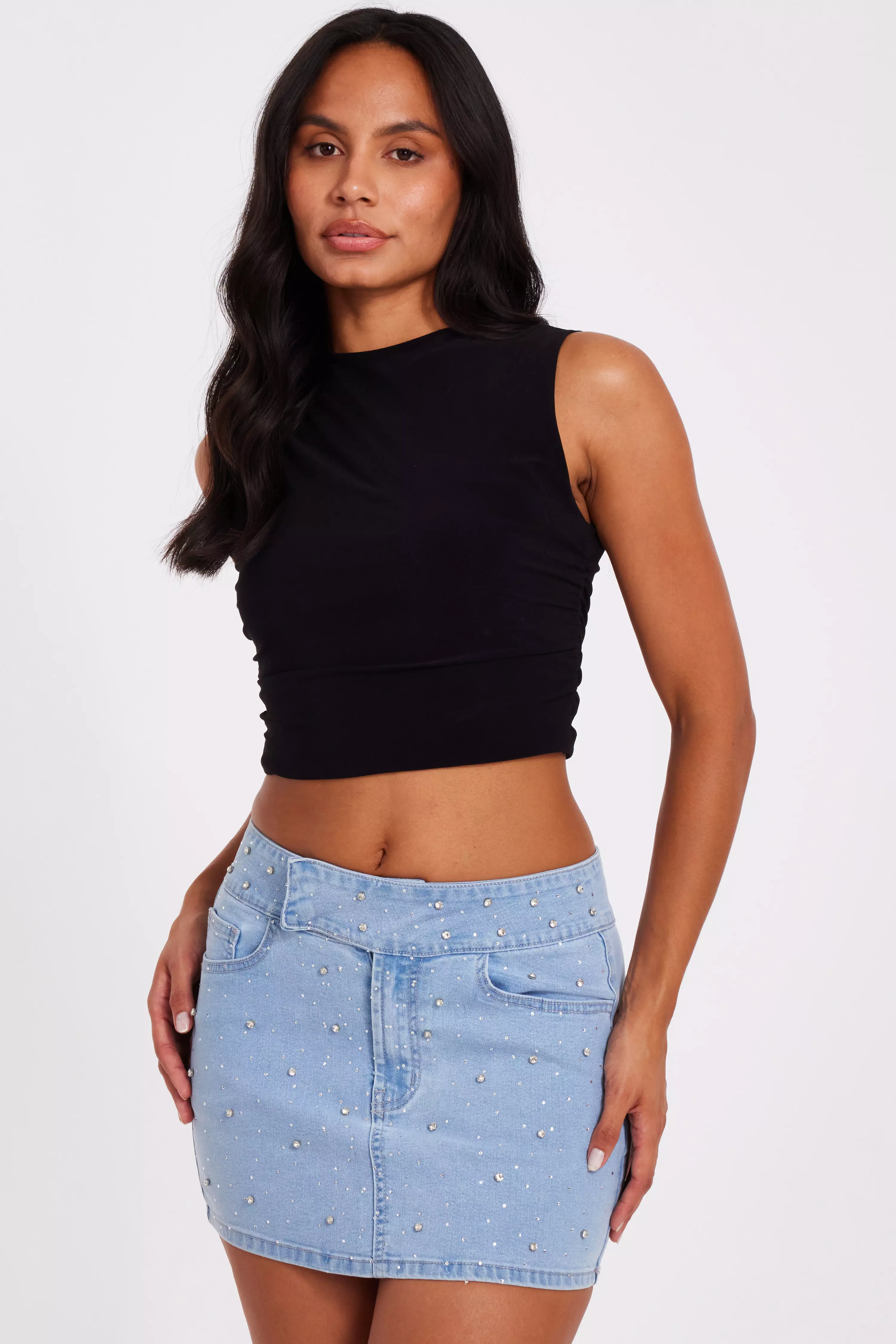 Denim Embellished Skirt
