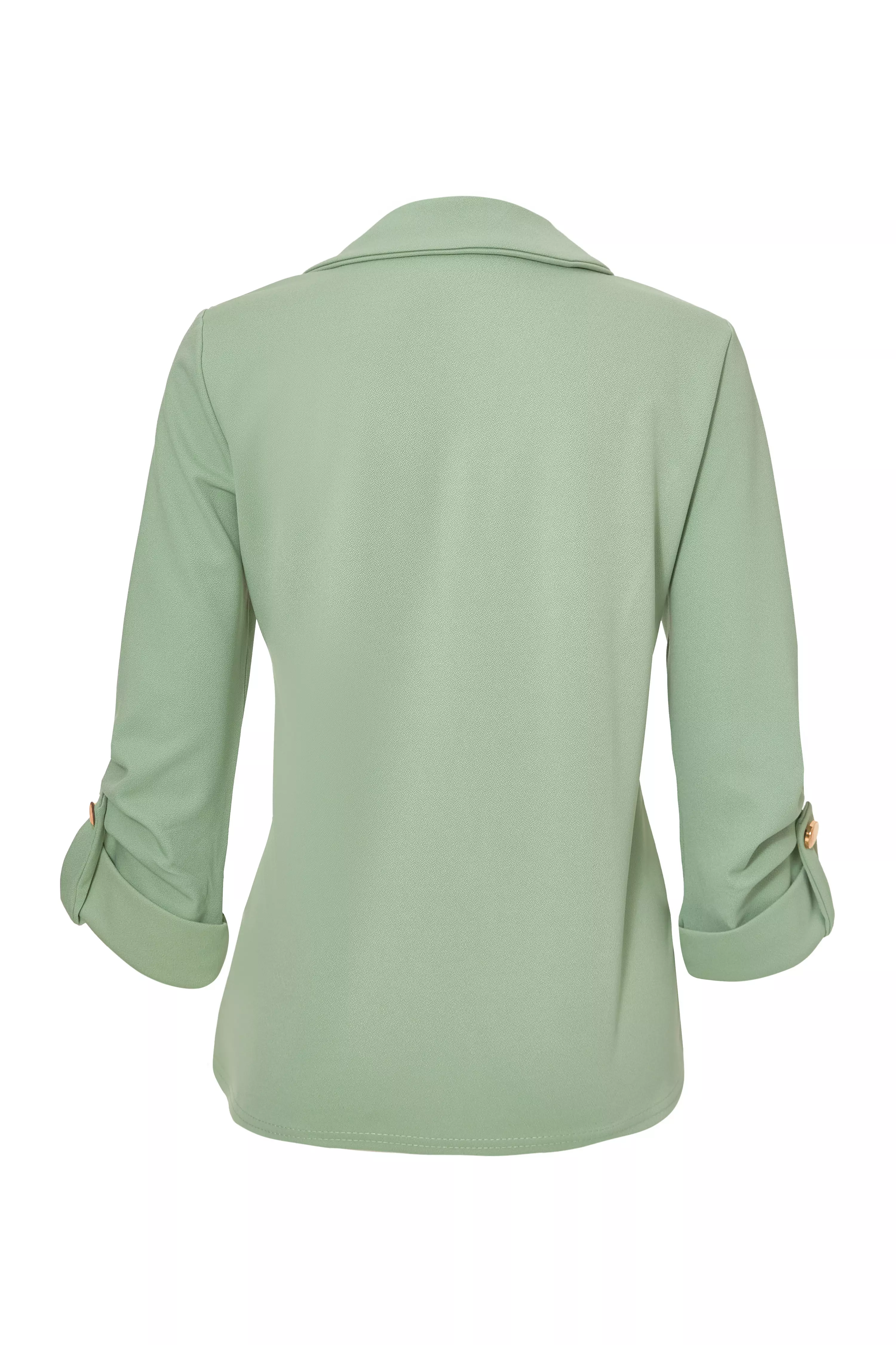 Petite Sage Ruched Sleeve Blazer