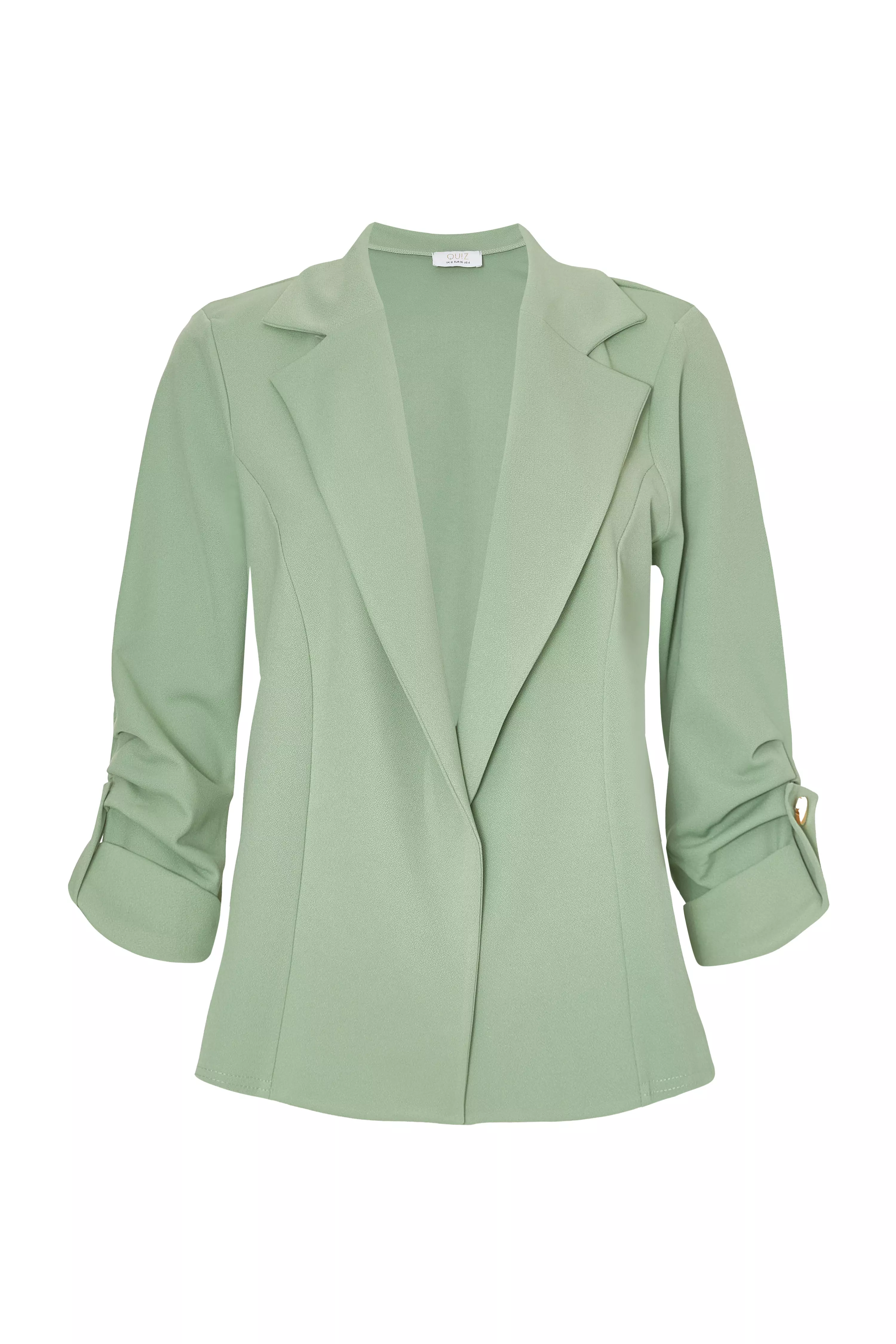 Petite Sage Ruched Sleeve Blazer