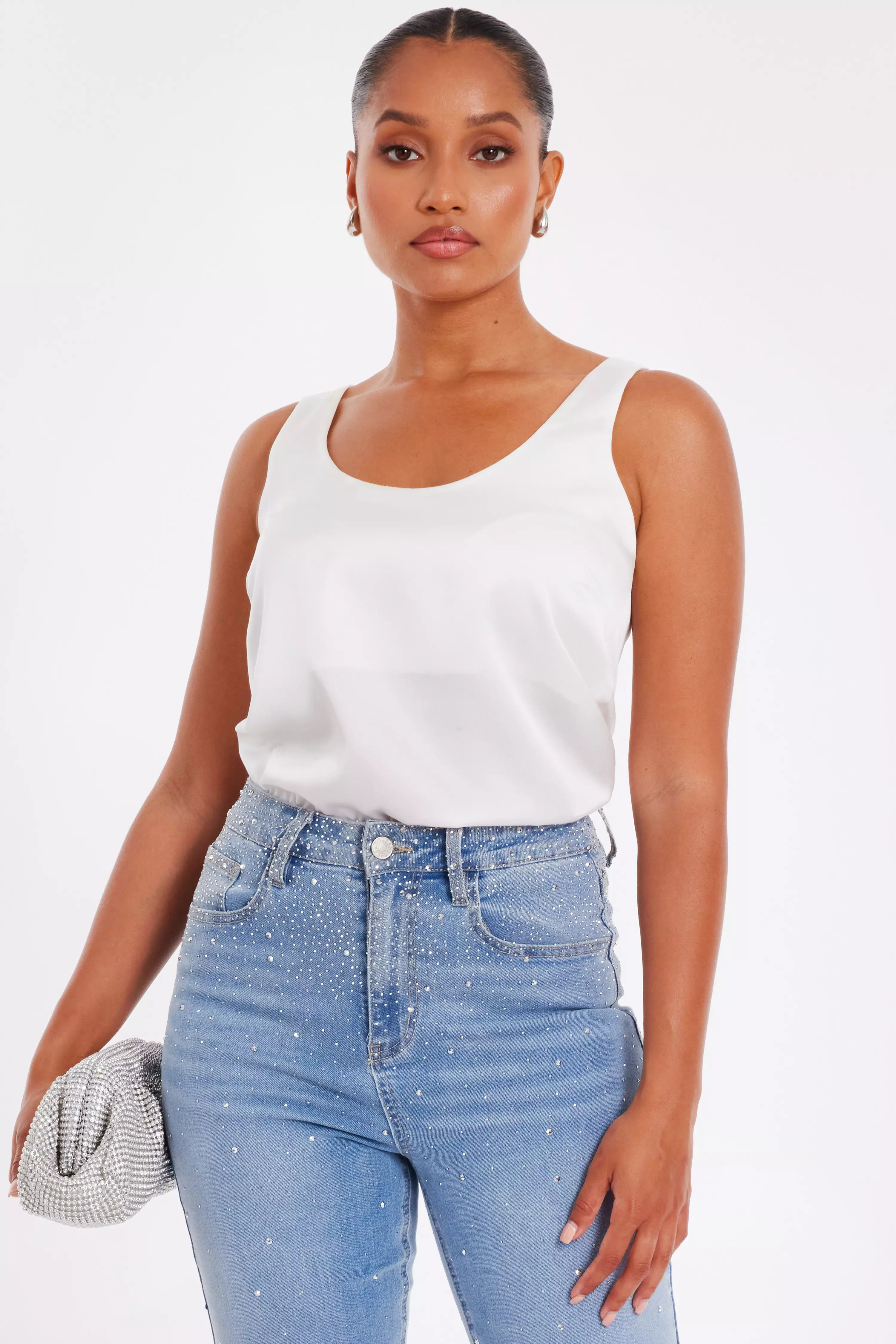 Petite Light Denim Embellished Jeans