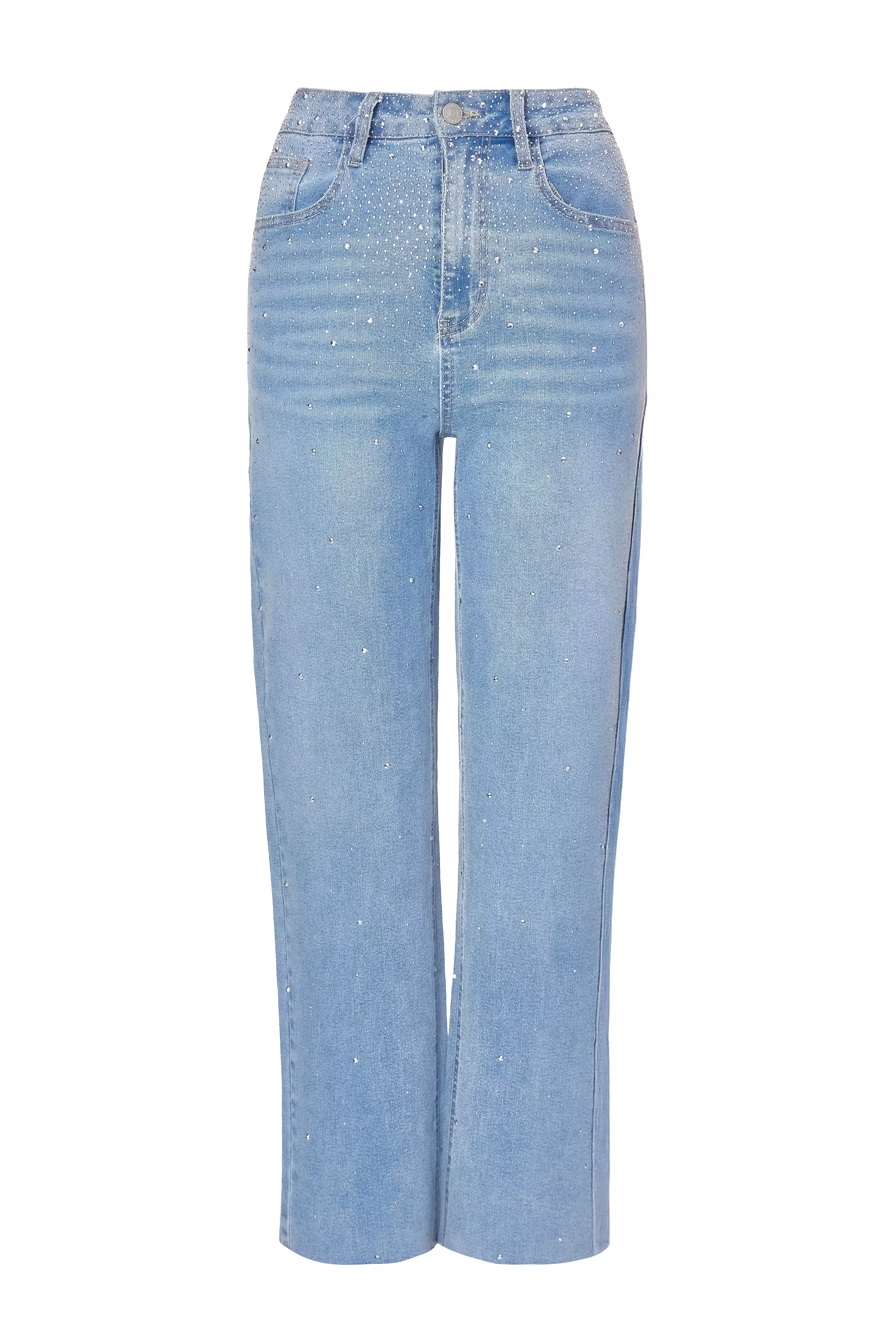 Petite Light Denim Embellished Jeans