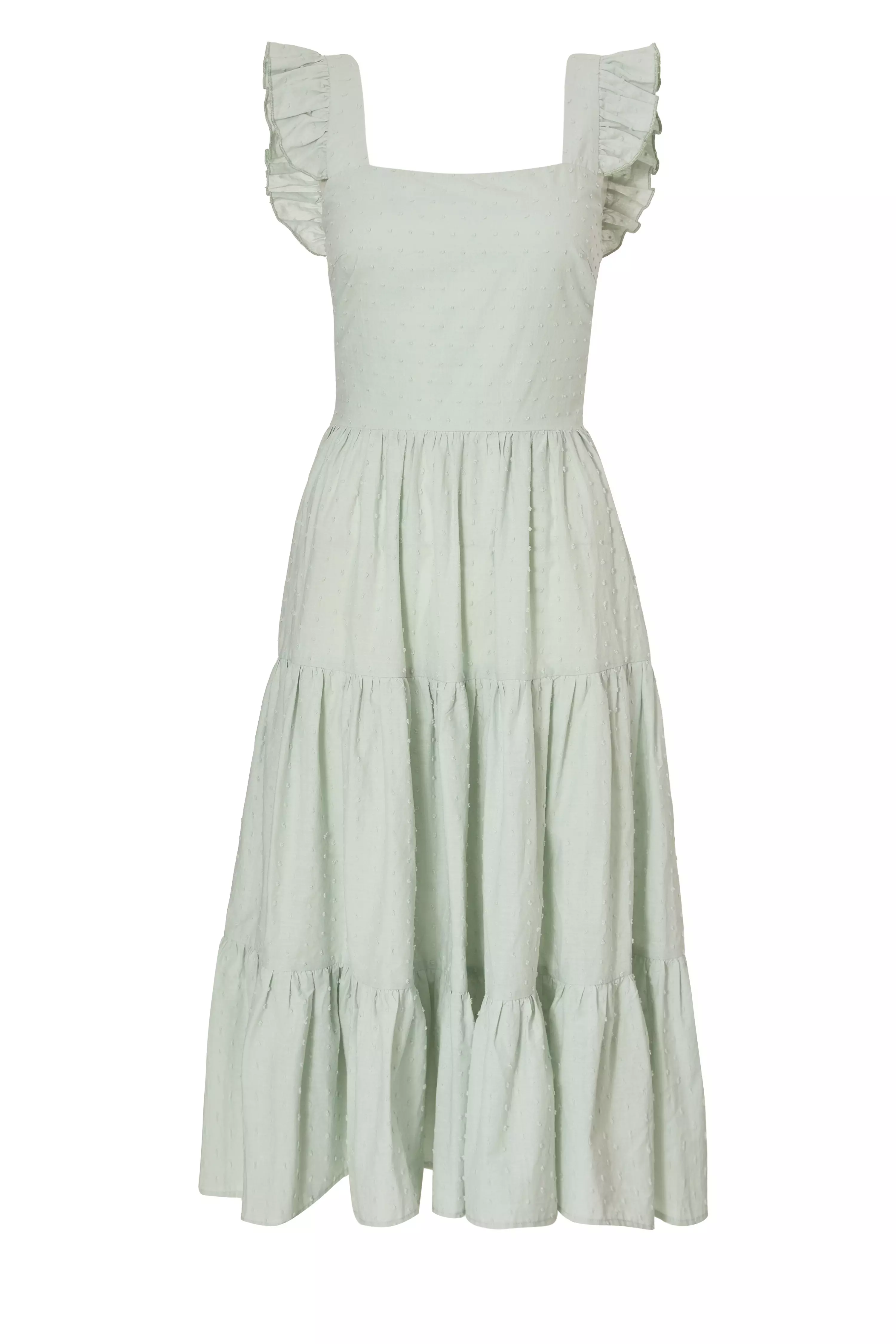 Petite Sage Tiered Midi Dress