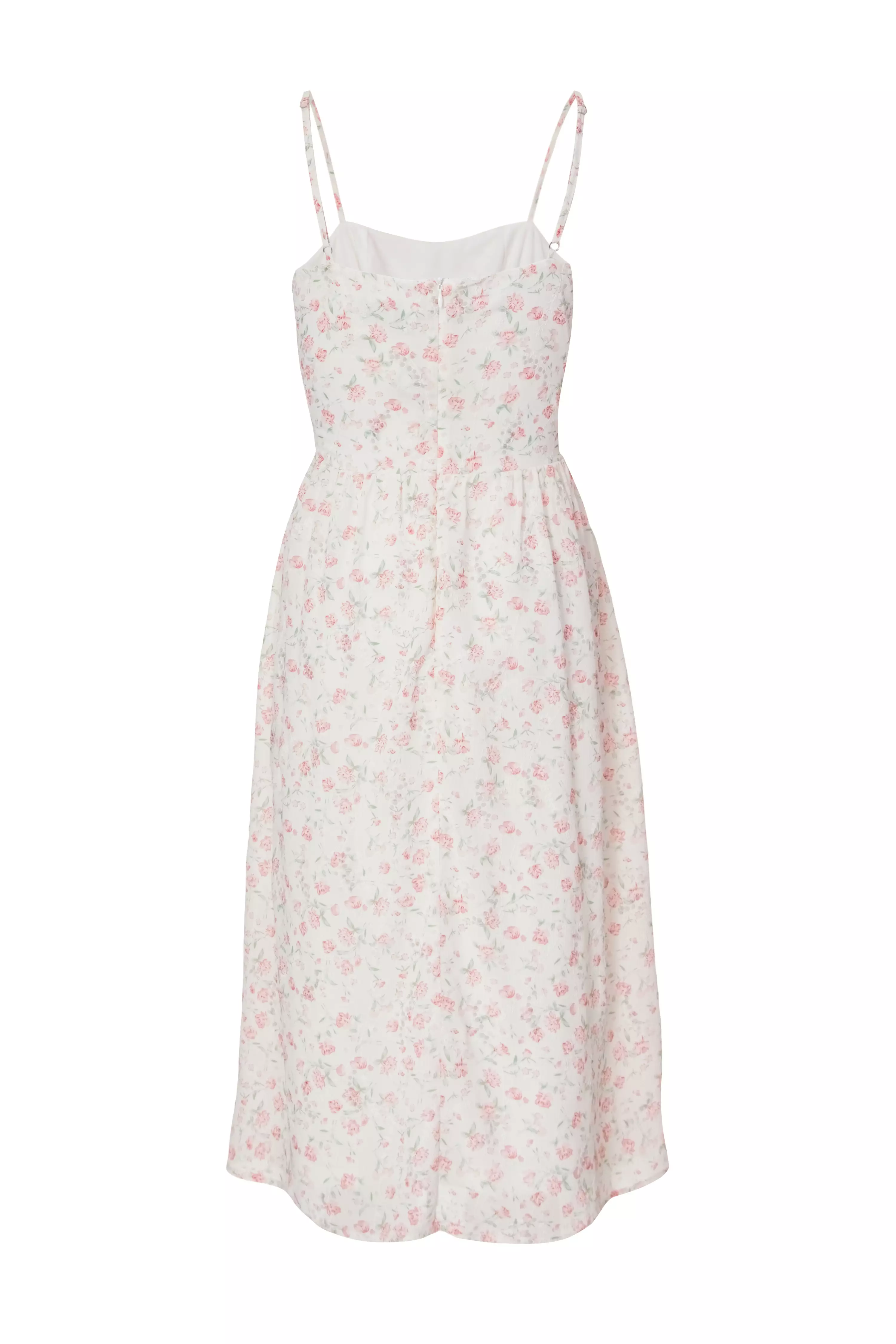 Petite White Floral Print Midi Dress