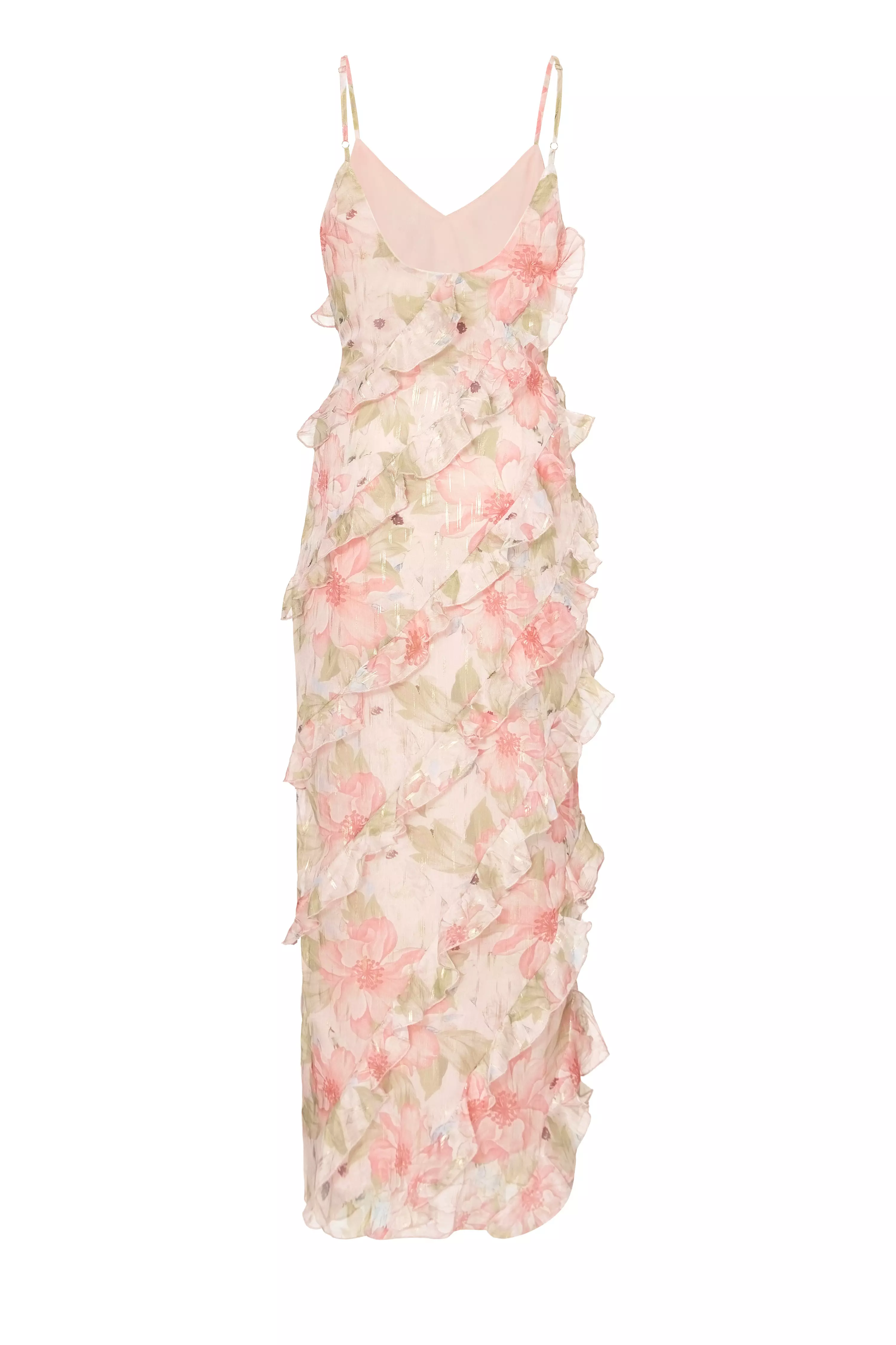 Petite Coral Chiffon Floral Maxi Dress