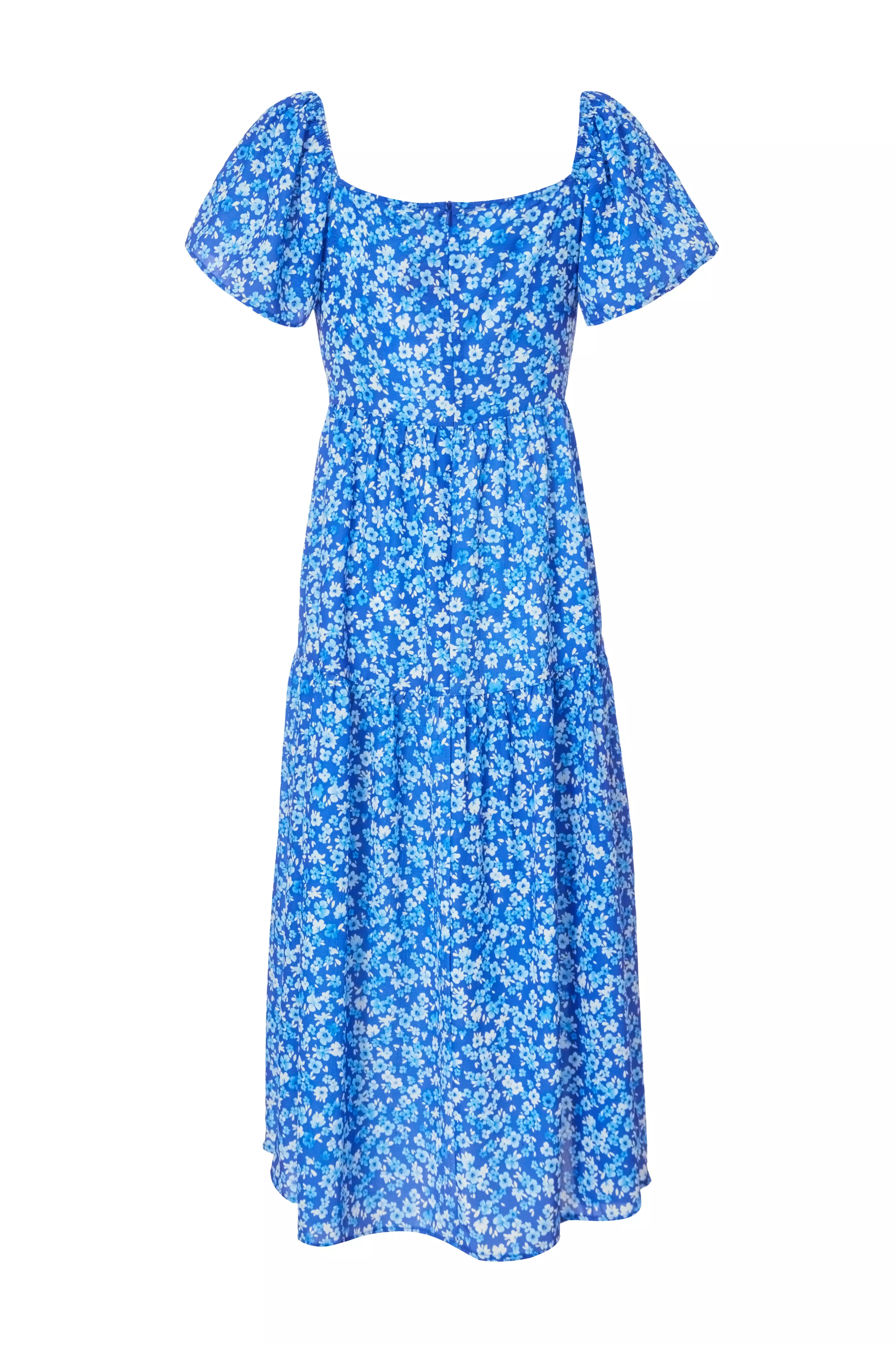 Petite Blue Floral Print Midi Dress