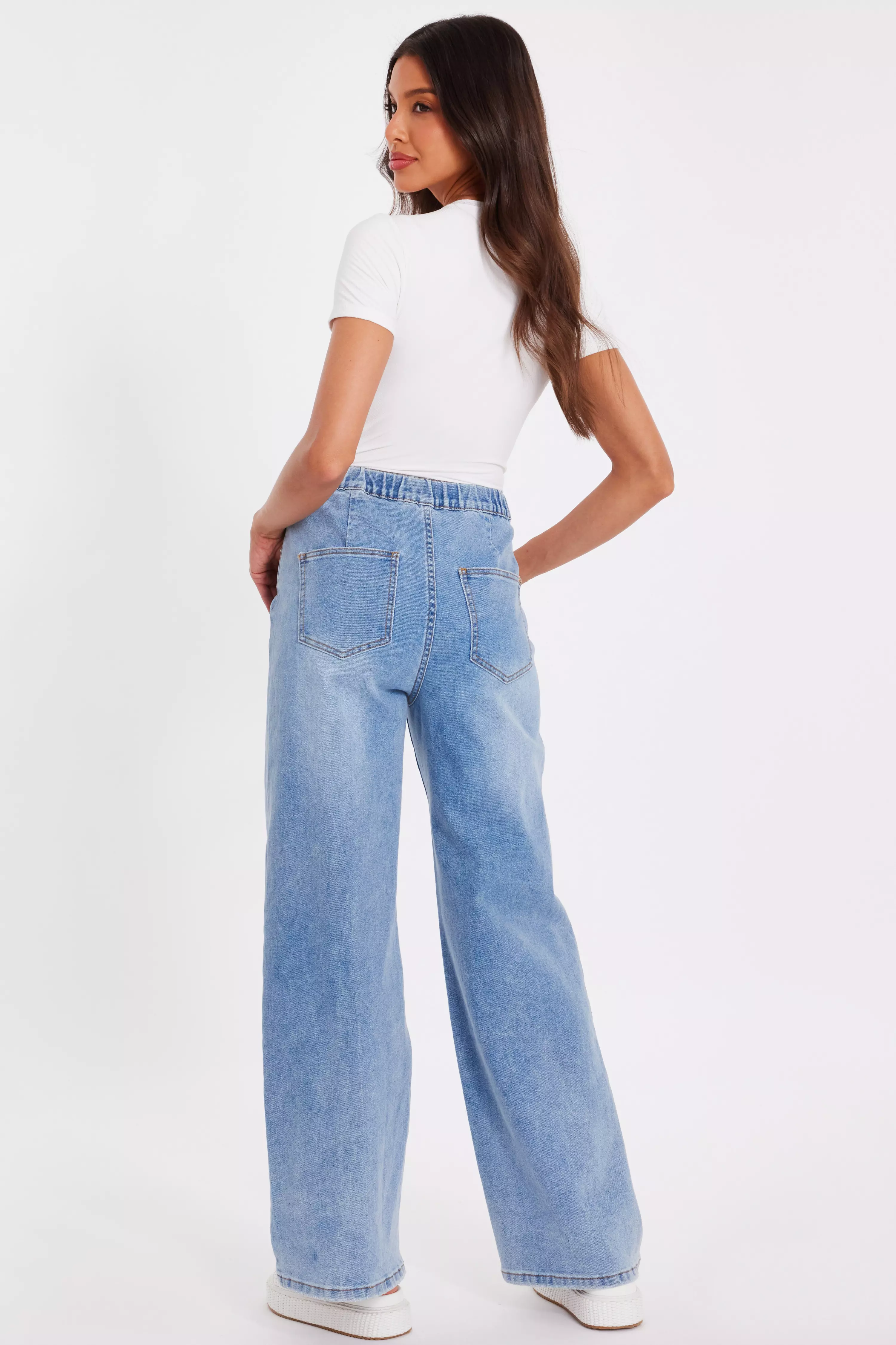 Denim Drawstring Waist Jeans