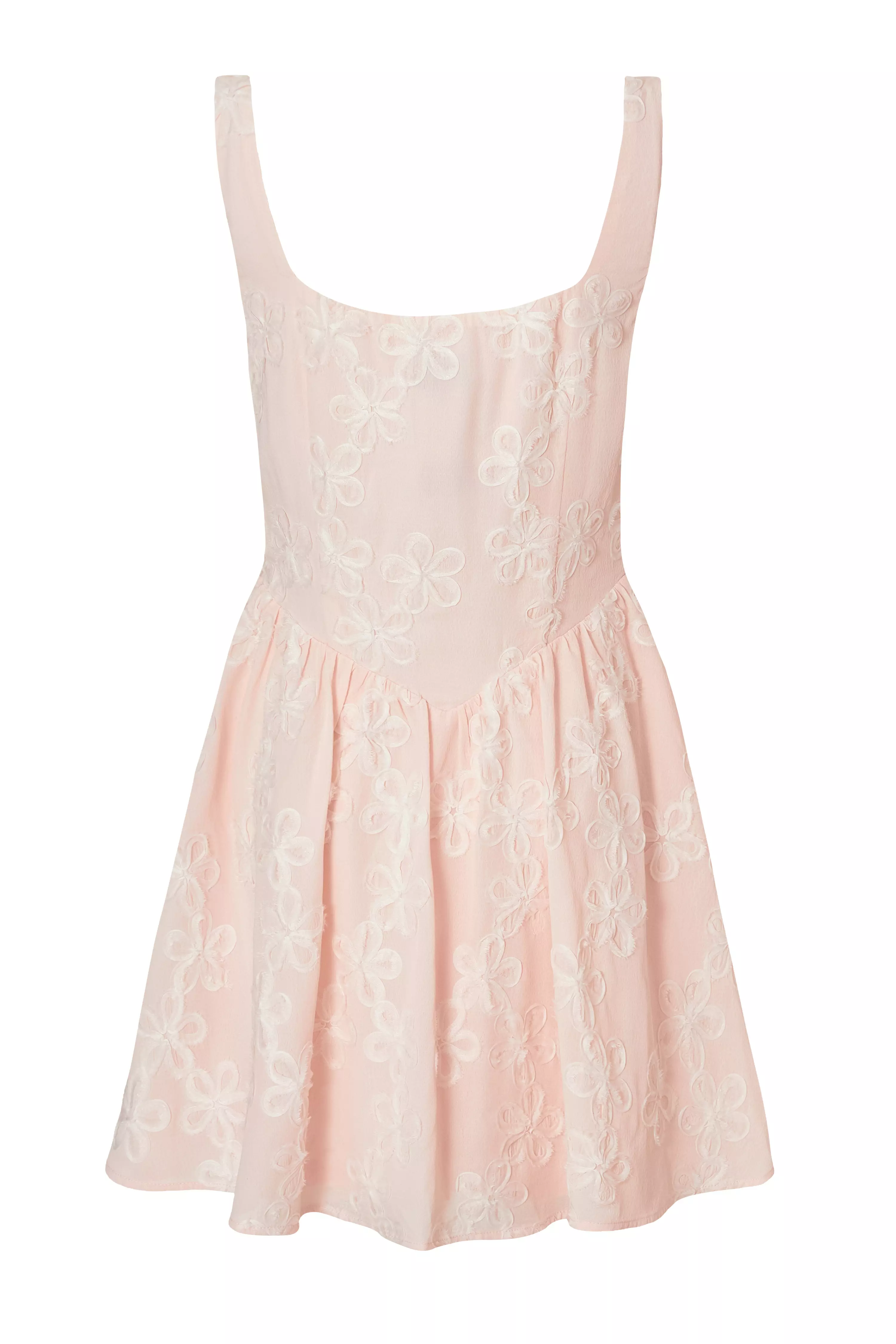 Pale Pink Chiffon Flower Skater Dress