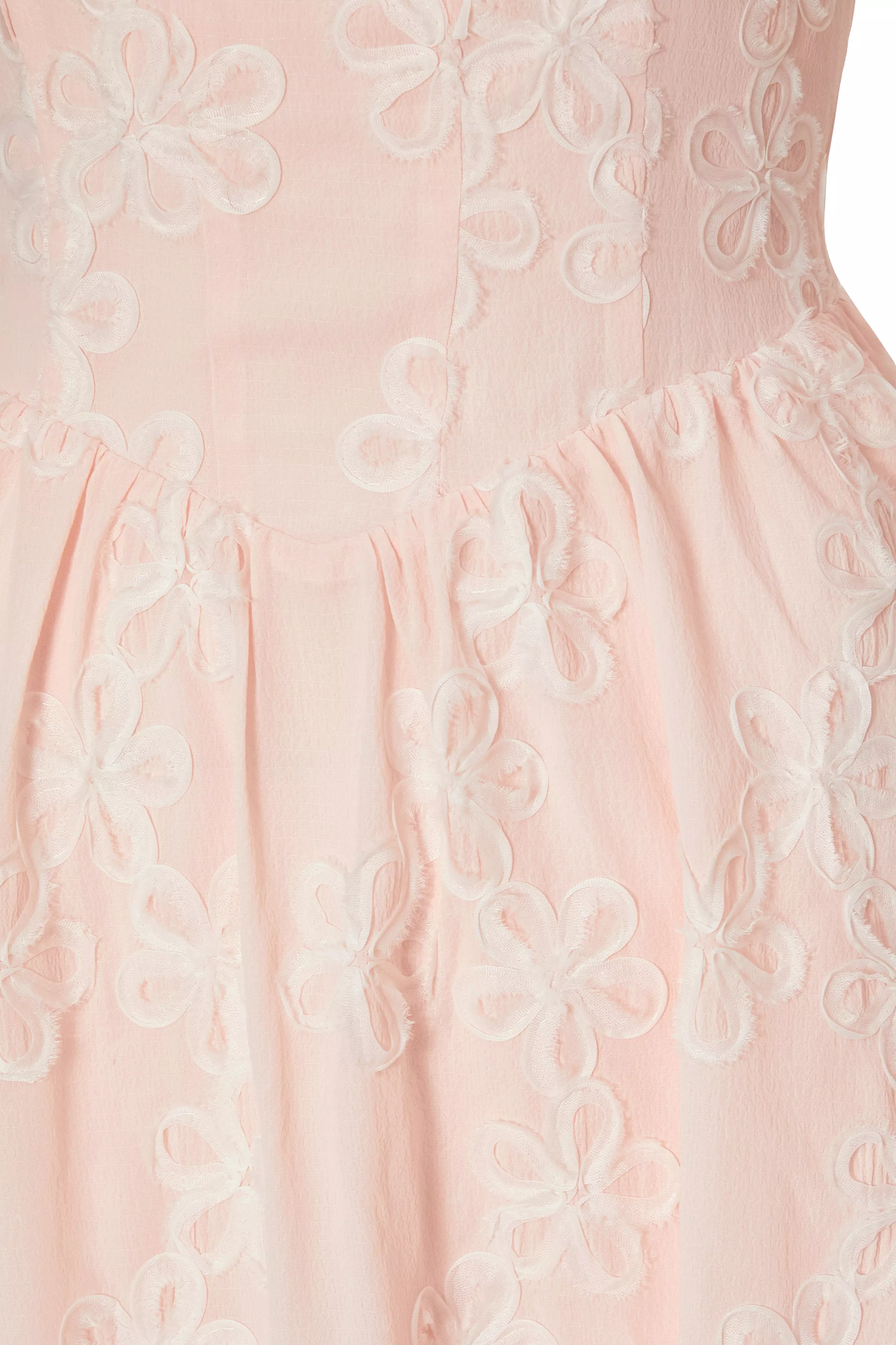 Pale Pink Chiffon Flower Skater Dress