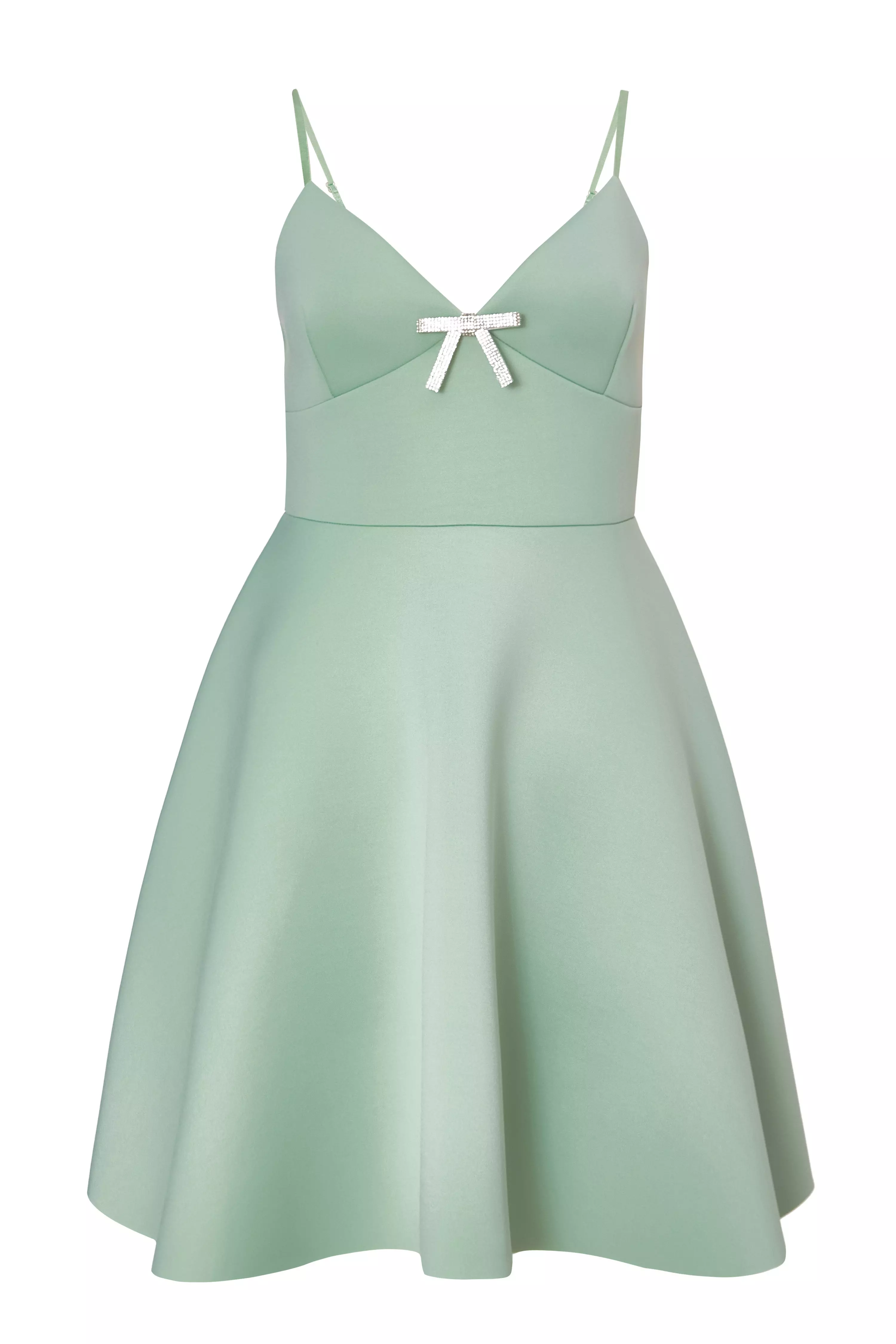 Sage Bow Front Skater Dress