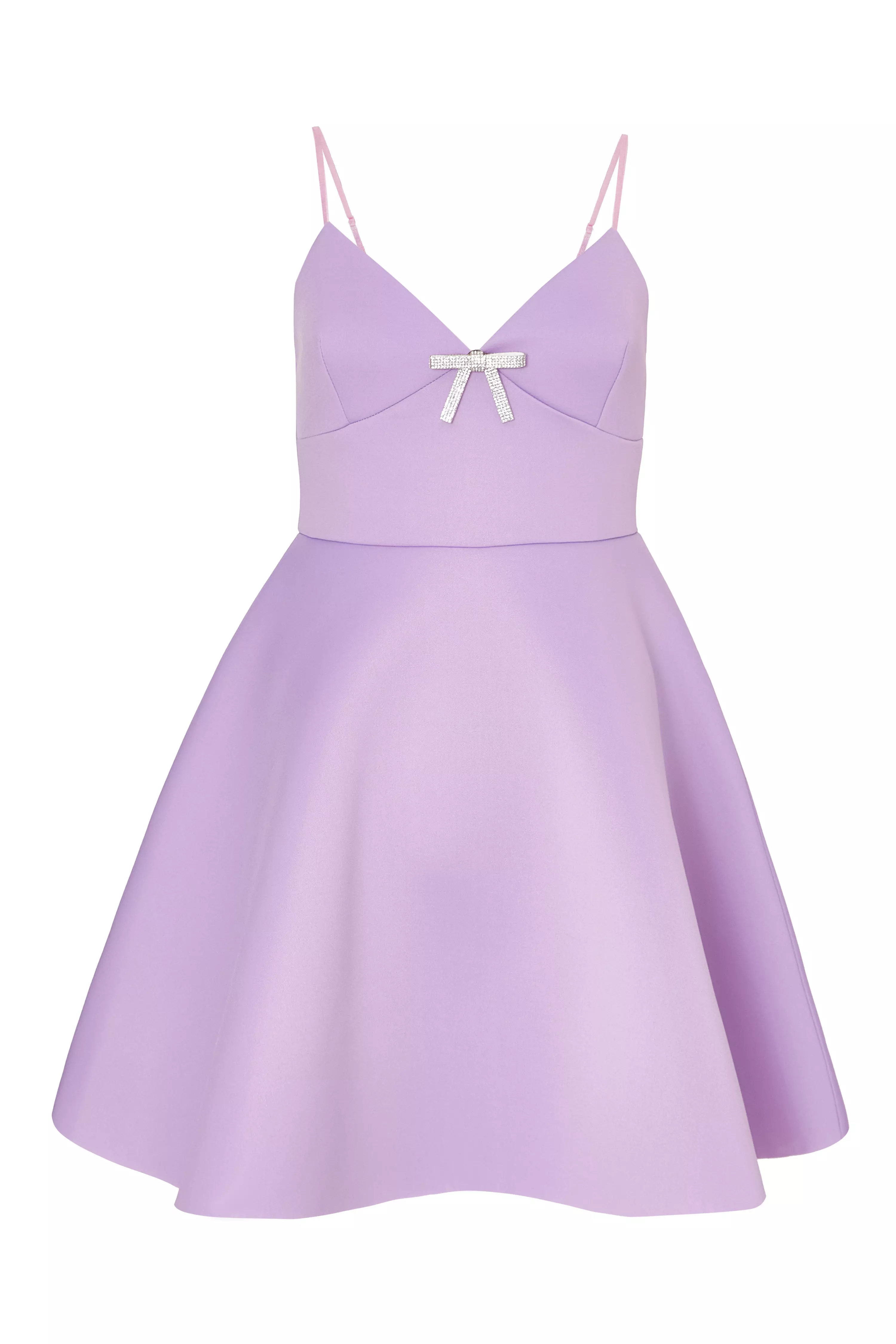 Lilac Bow Front Skater Dress