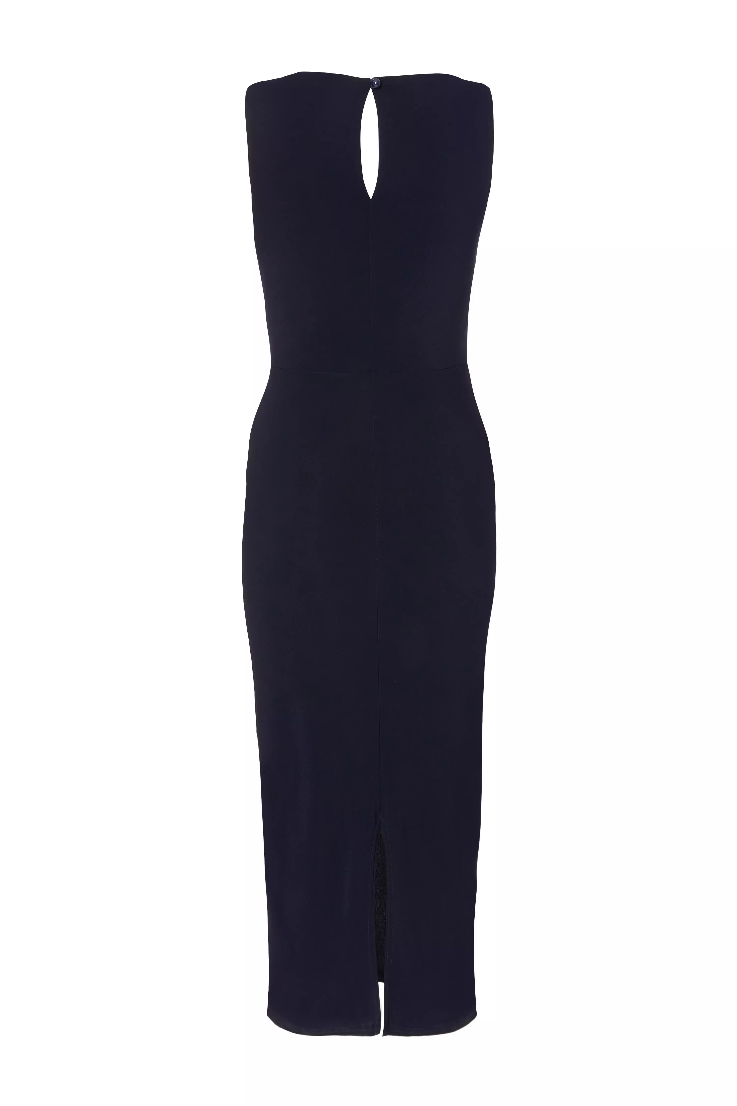 Petite Navy Buckle Detail Midi Dress