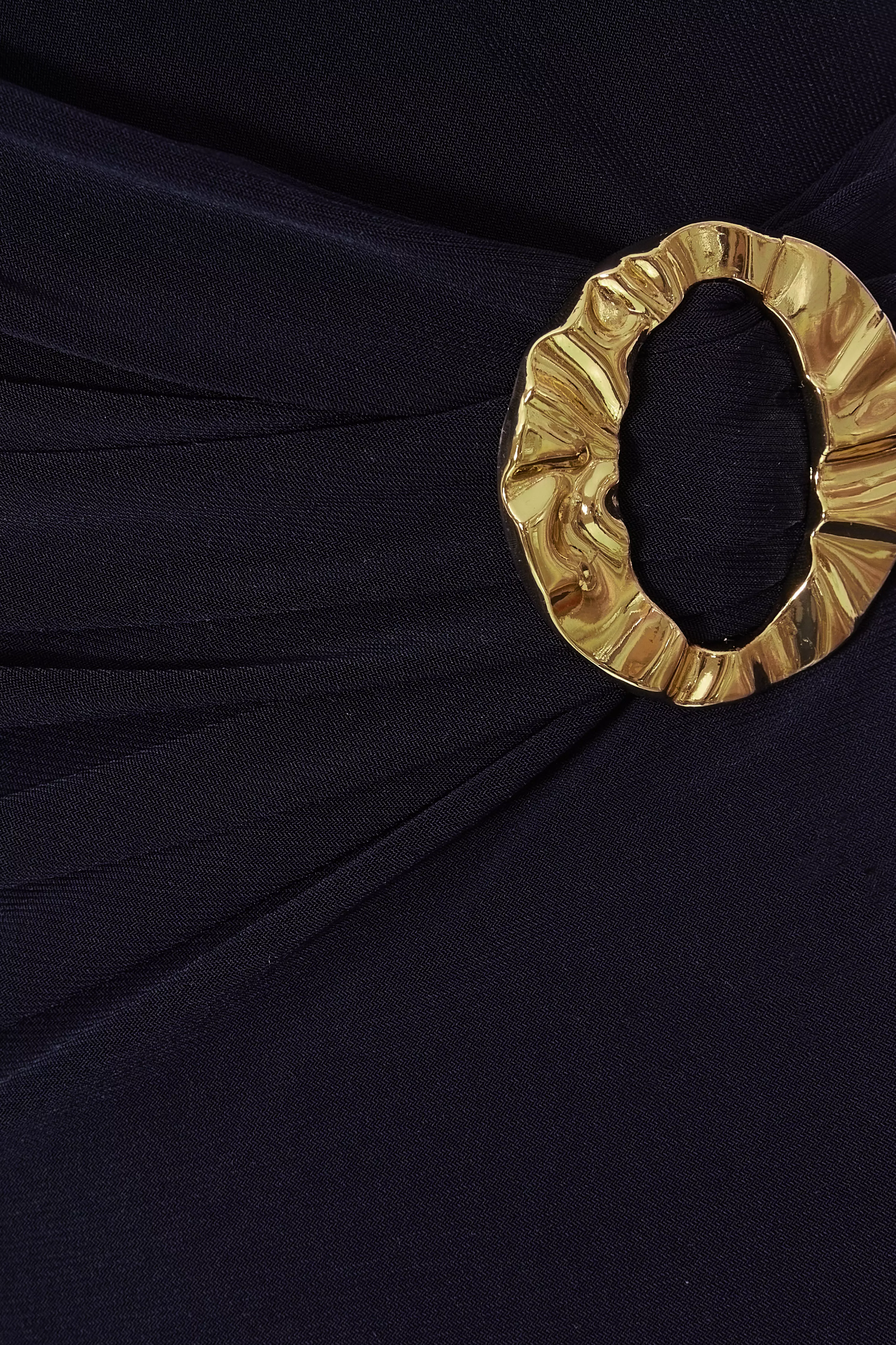 Petite Navy Buckle Detail Midi Dress