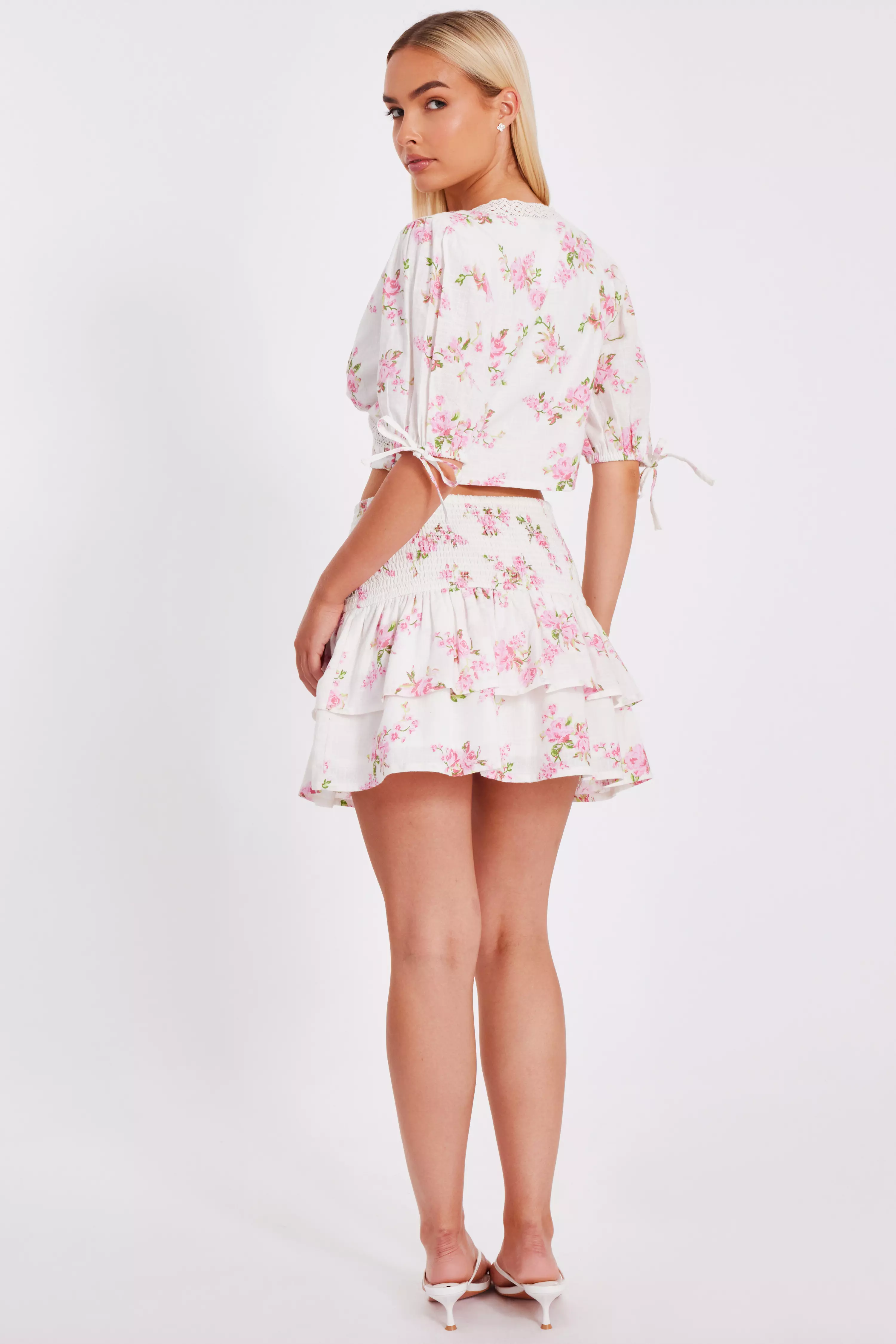 Floral Tiered Mini Skirt