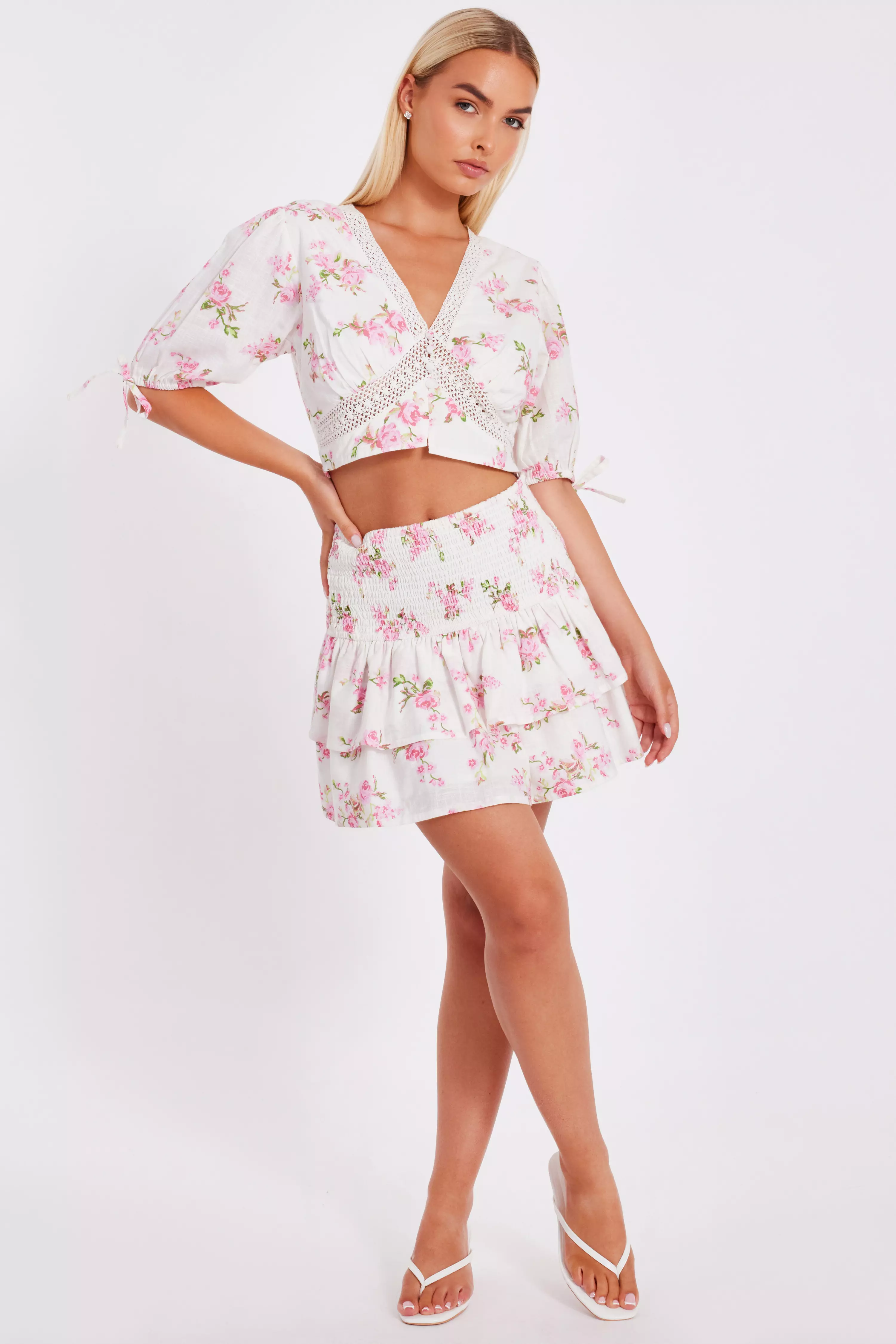 Floral Tiered Mini Skirt