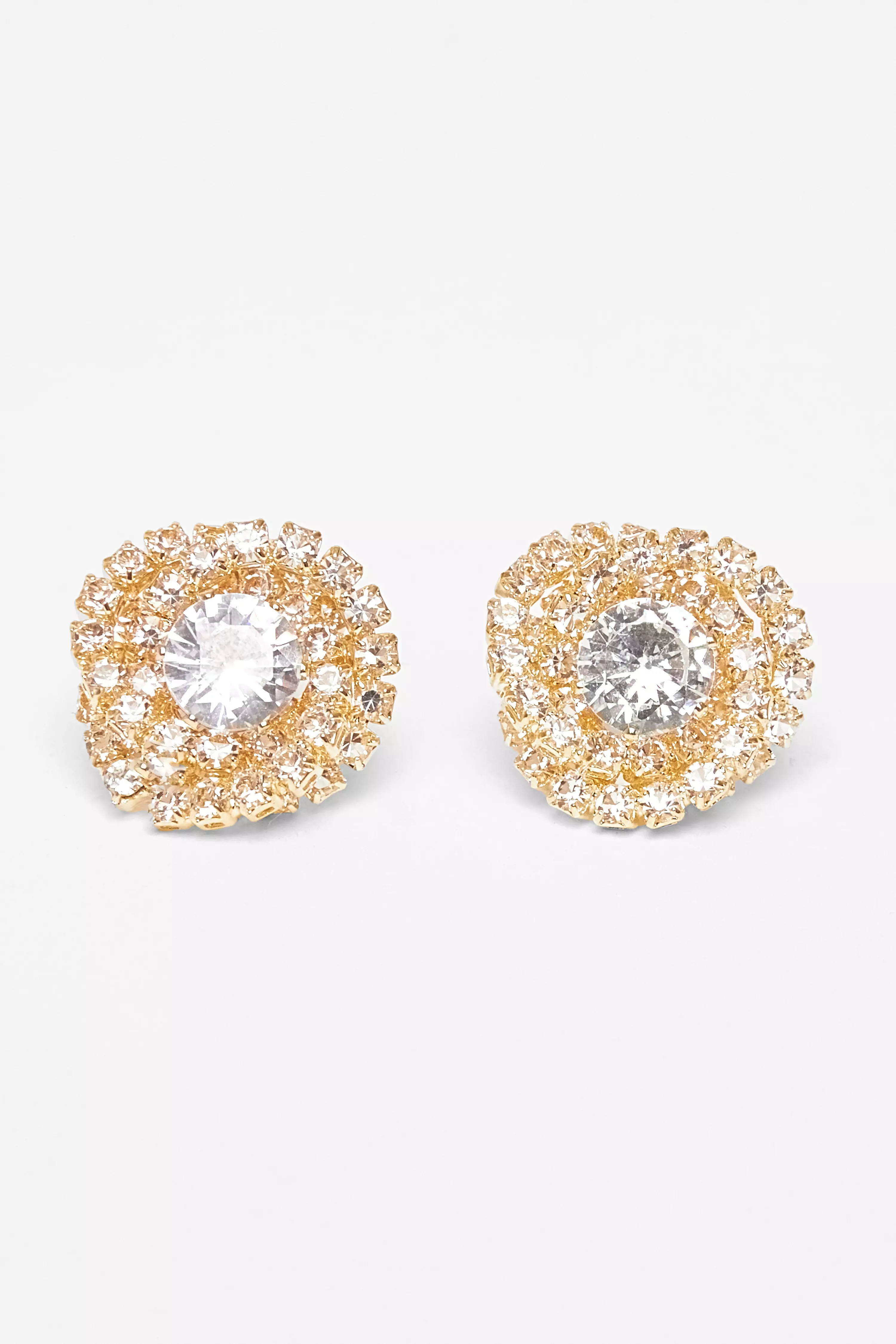 Gold Diamante Swirl Earrings