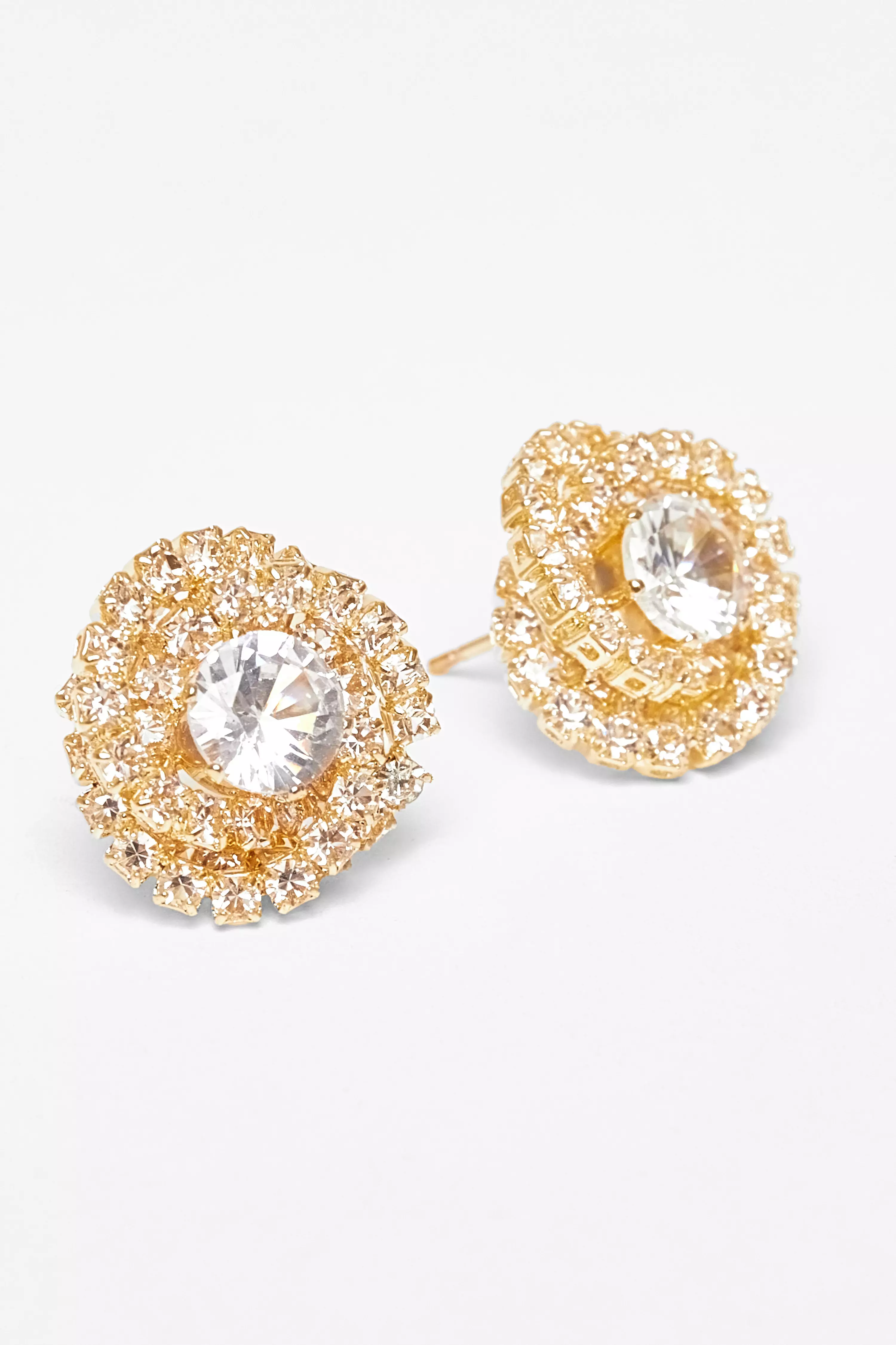 Gold Diamante Swirl Earrings