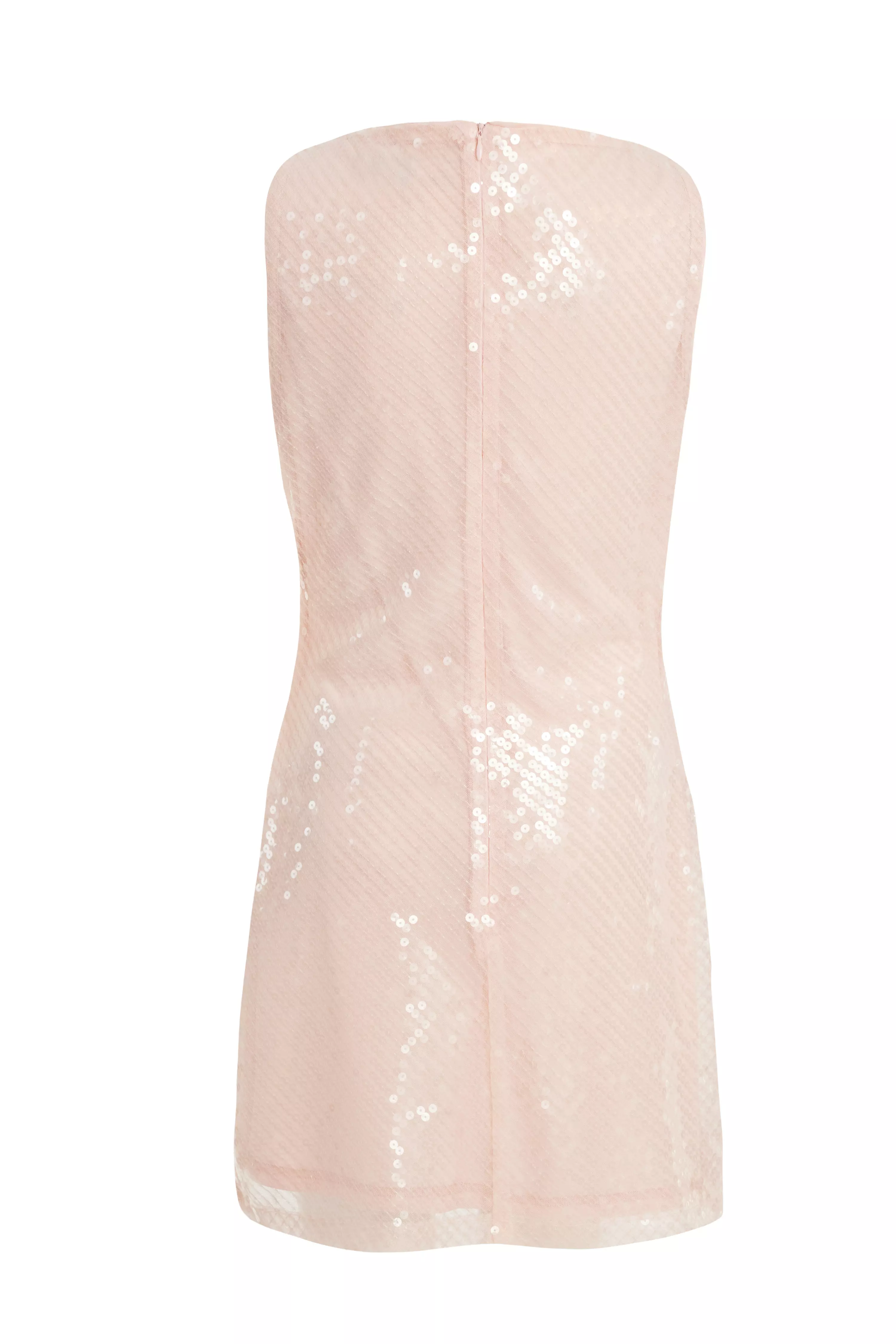Pale Pink Sequin Mini Dress