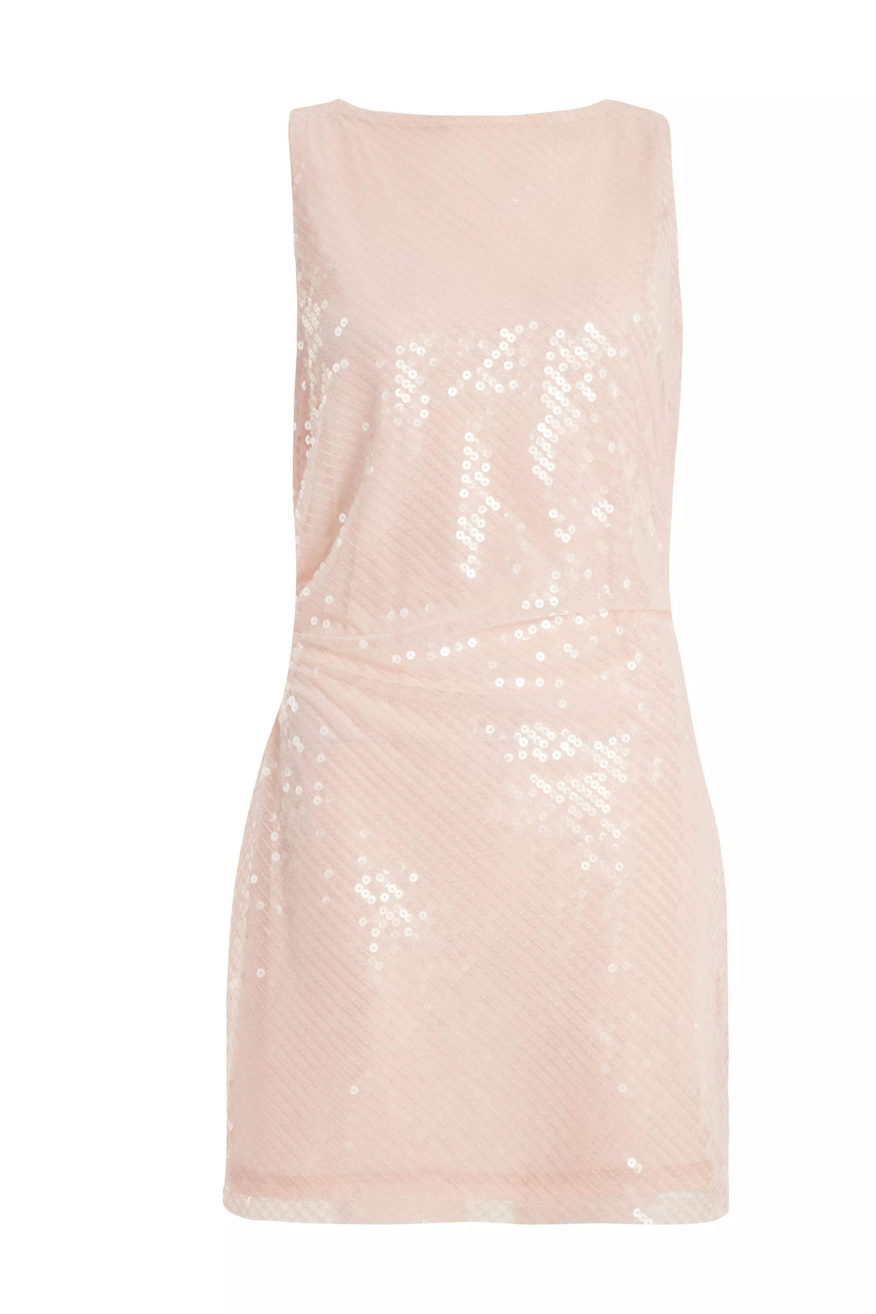 Pale Pink Sequin Mini Dress