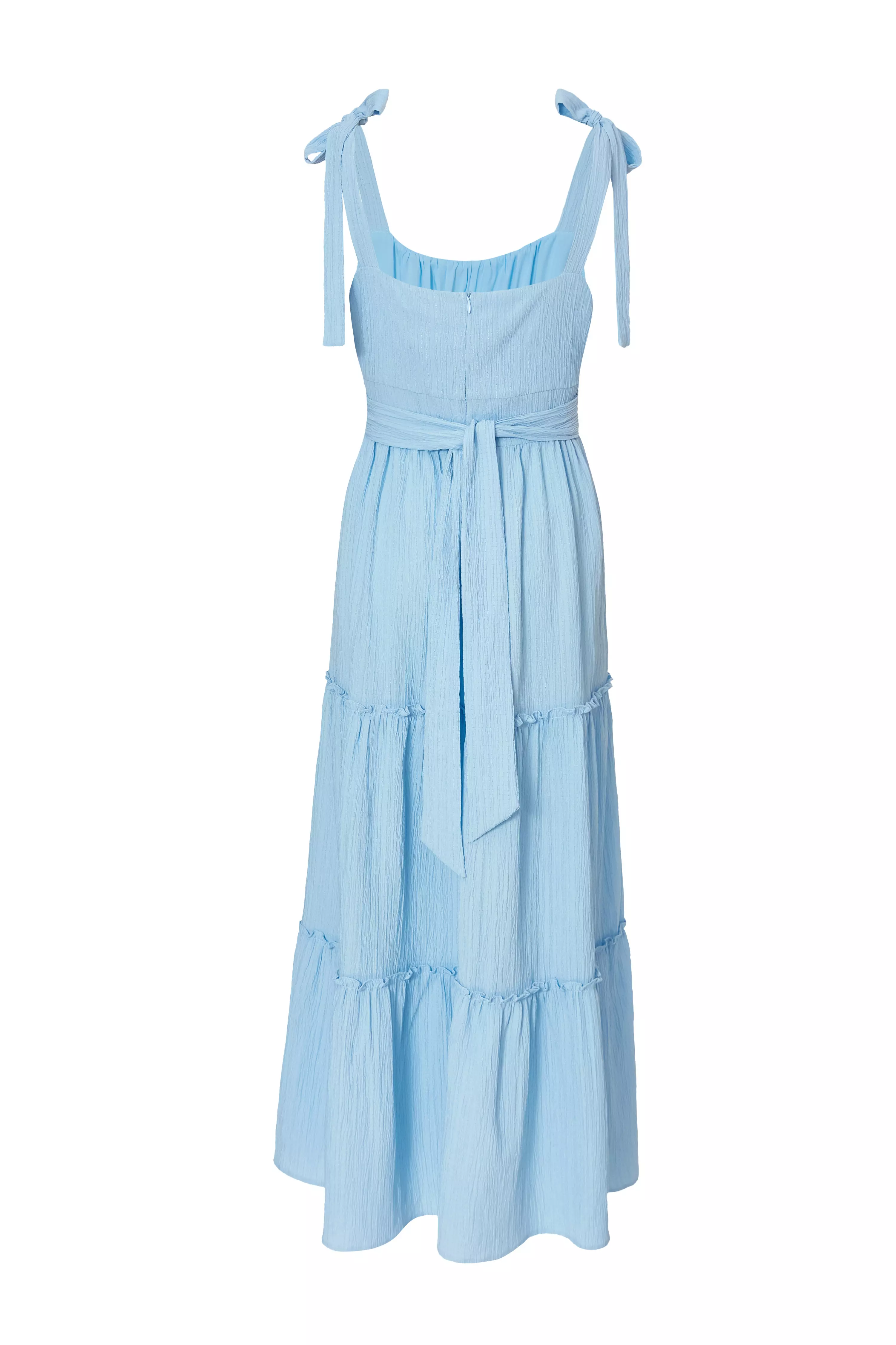 Pale Blue Crinkle Midaxi Dress