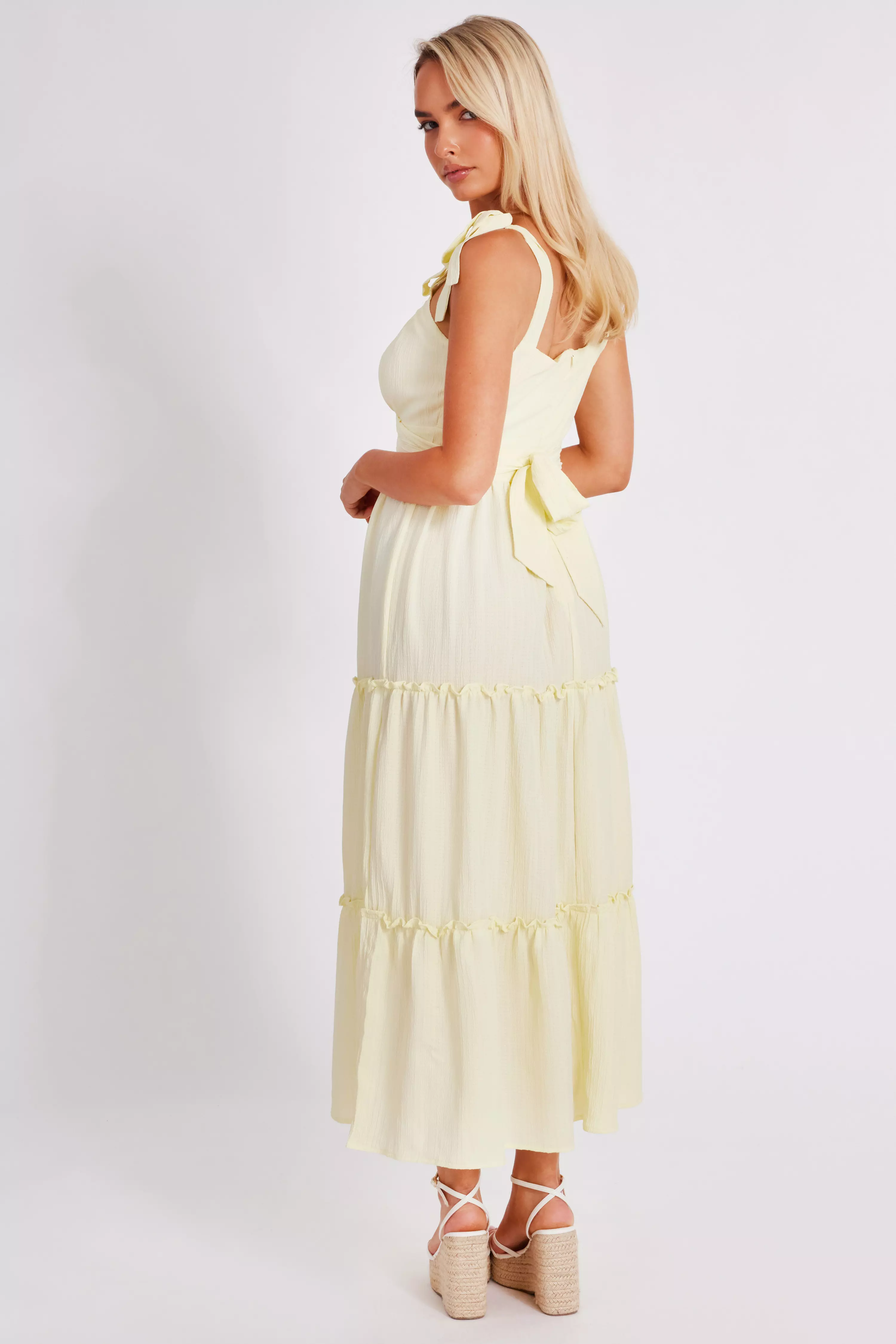 Yellow Crinkle Midaxi Dress