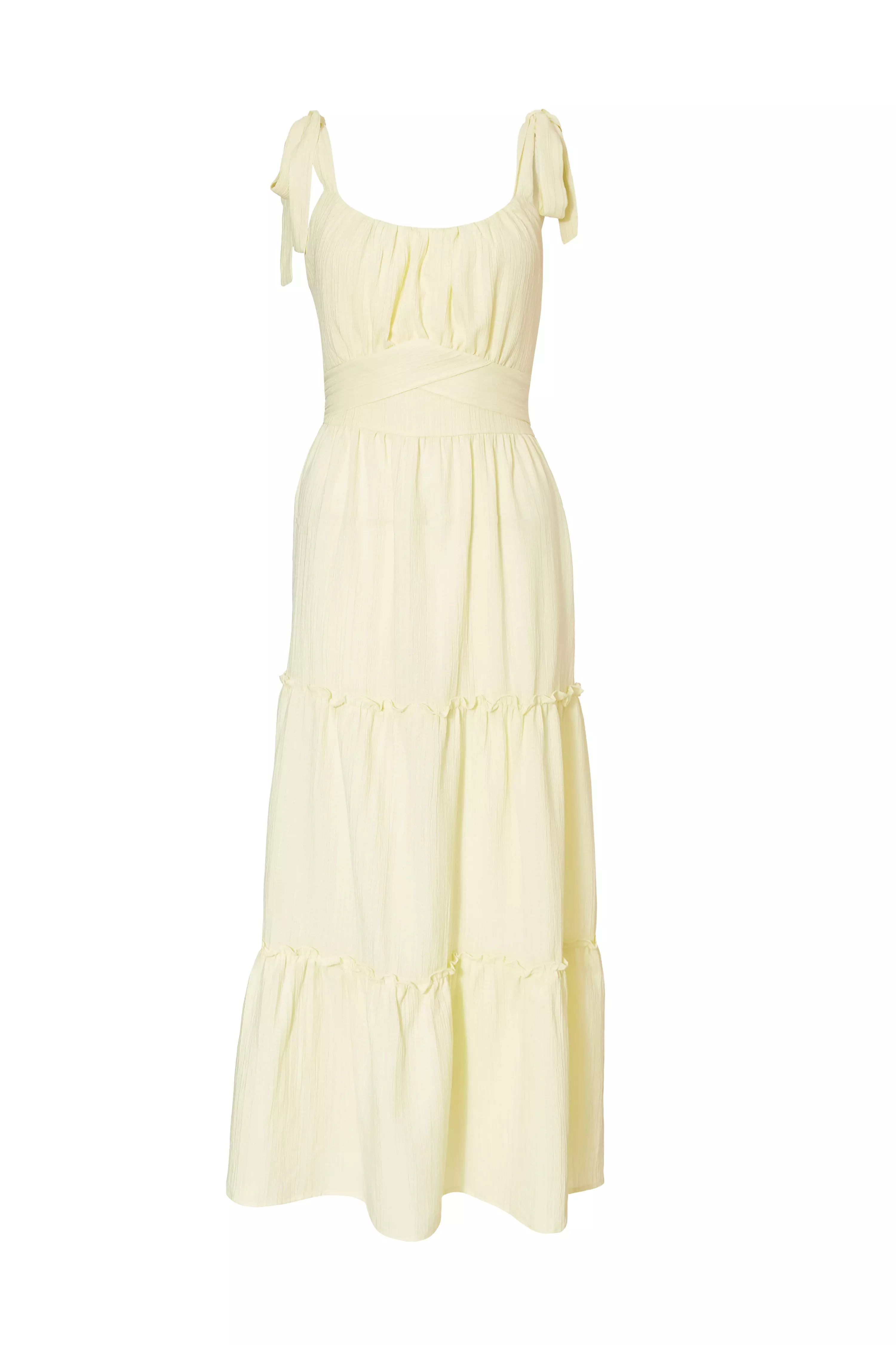 Yellow Crinkle Midaxi Dress