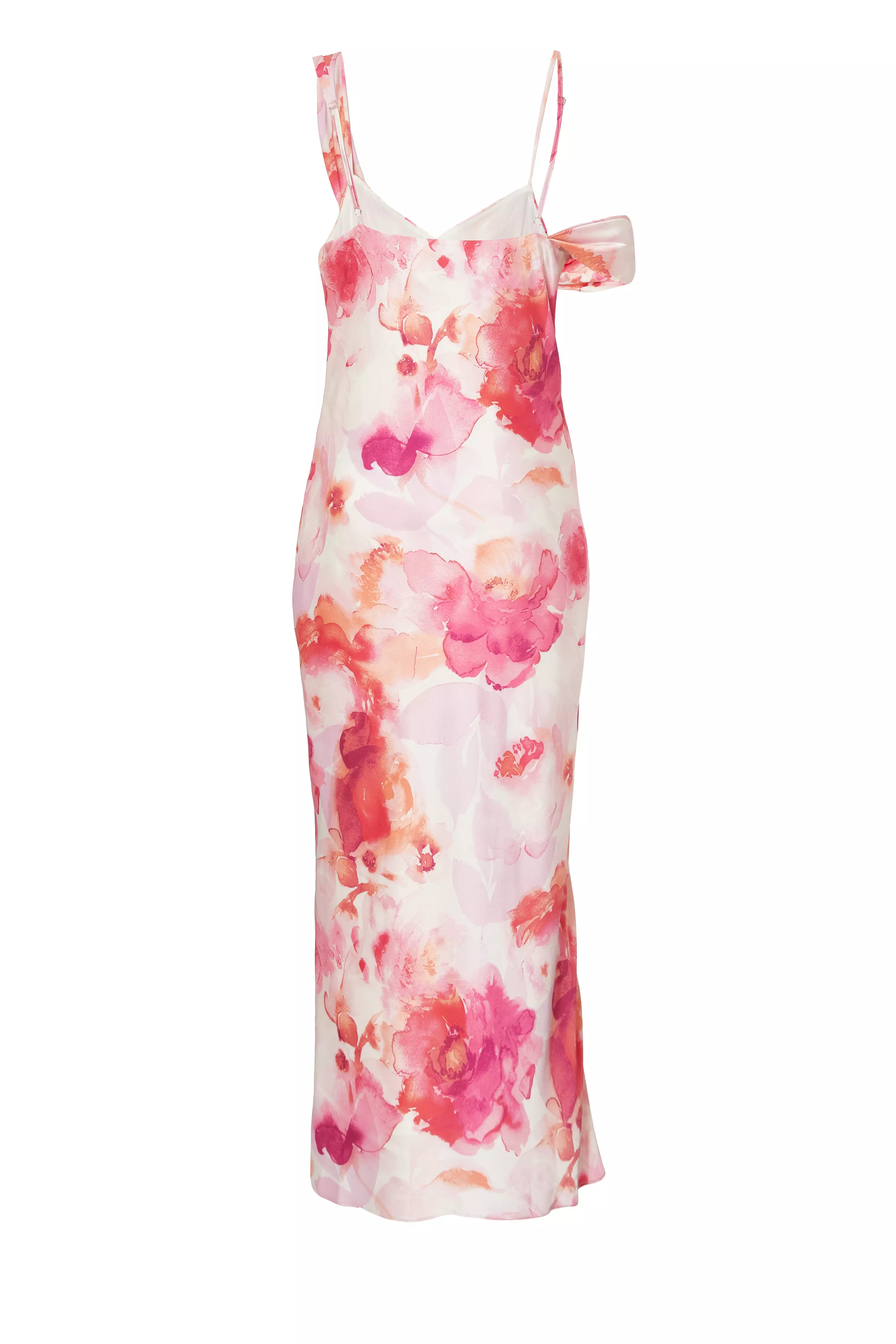 Blush Satin Tropical Print Midaxi Dres
