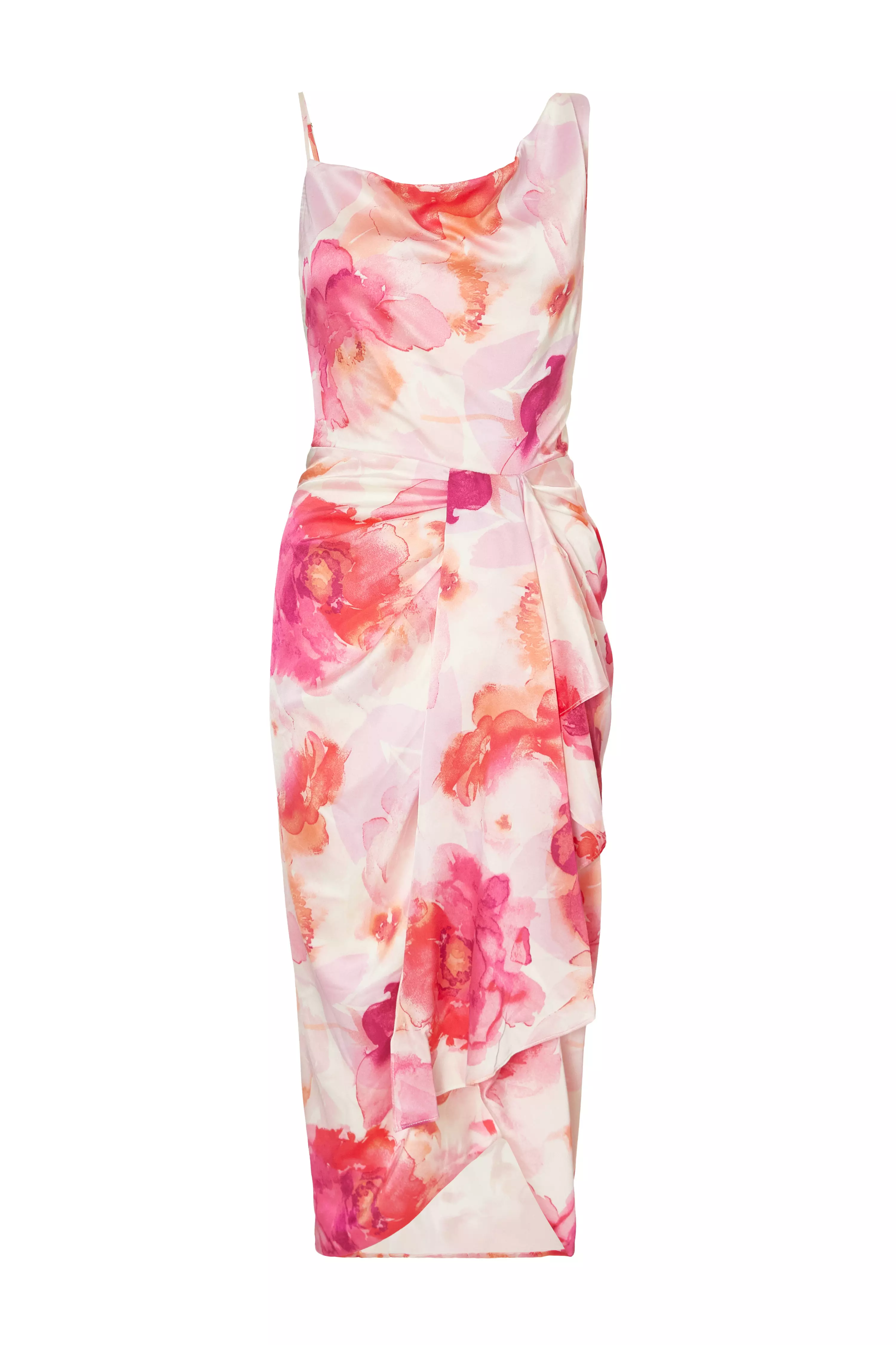 Blush Floral Print Midi Dress