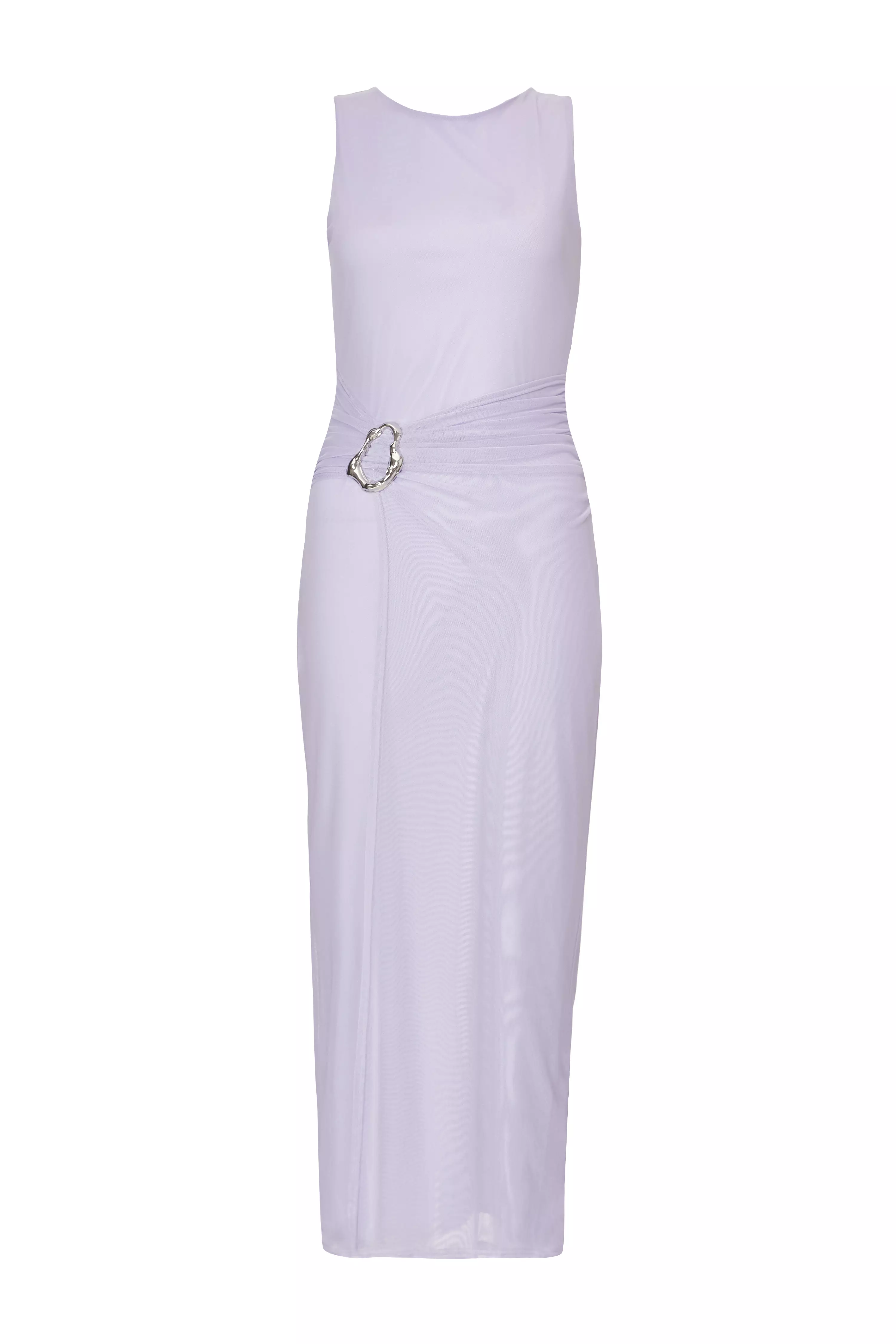 Lilac Mesh Buckle Midaxi Dress