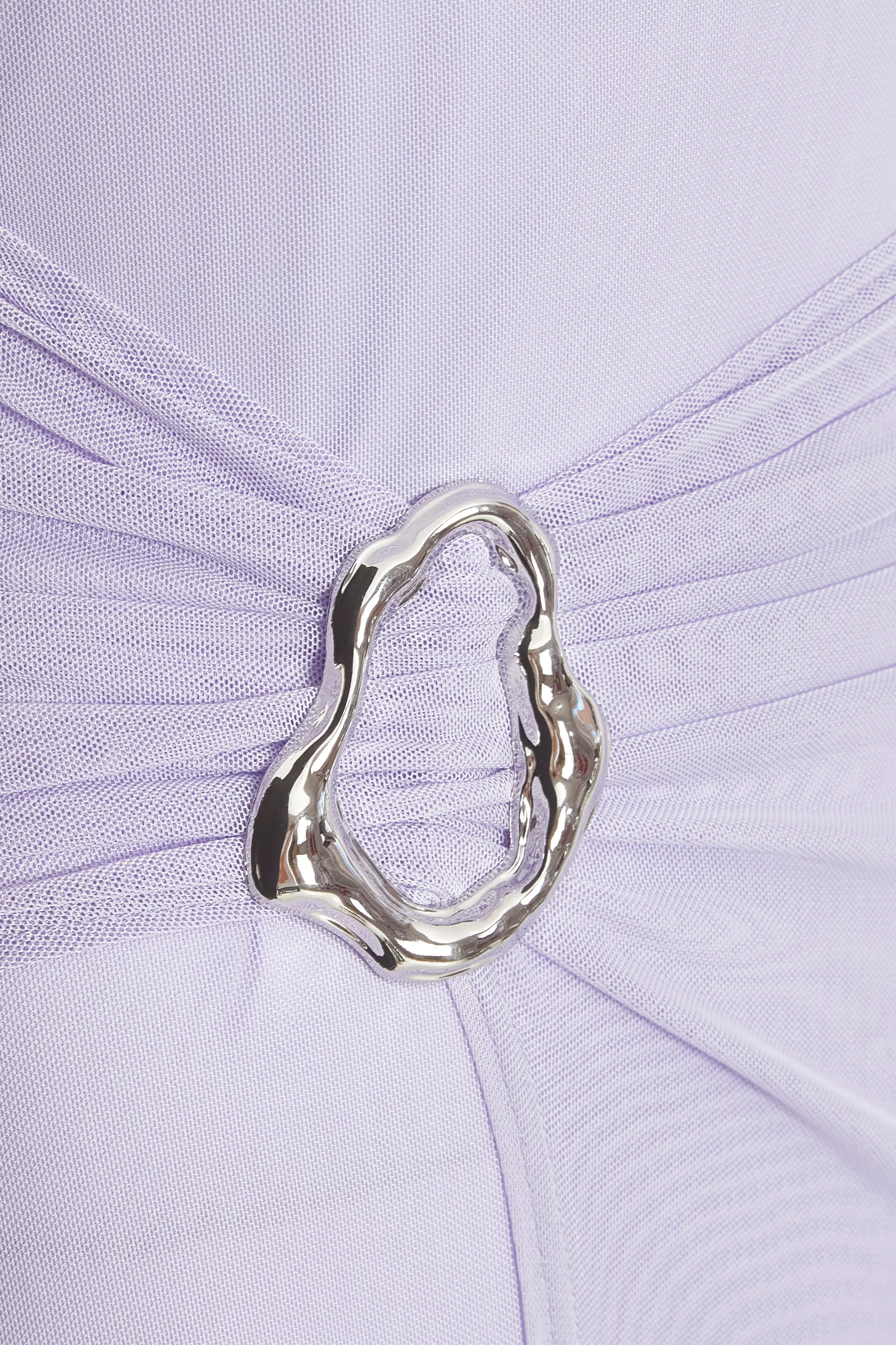 Lilac Mesh Buckle Midaxi Dress