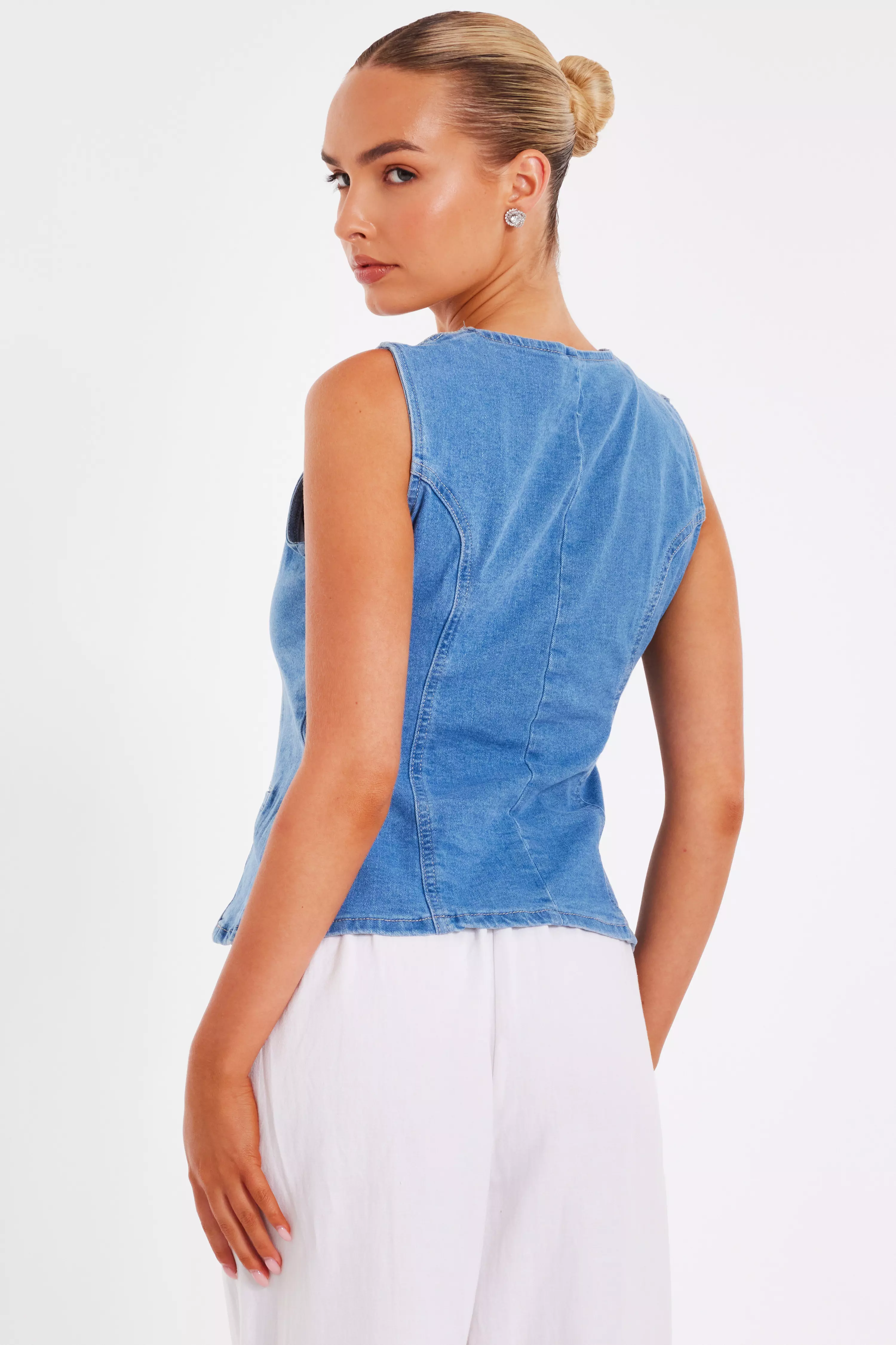 Light Wash Denim Waistcoat 