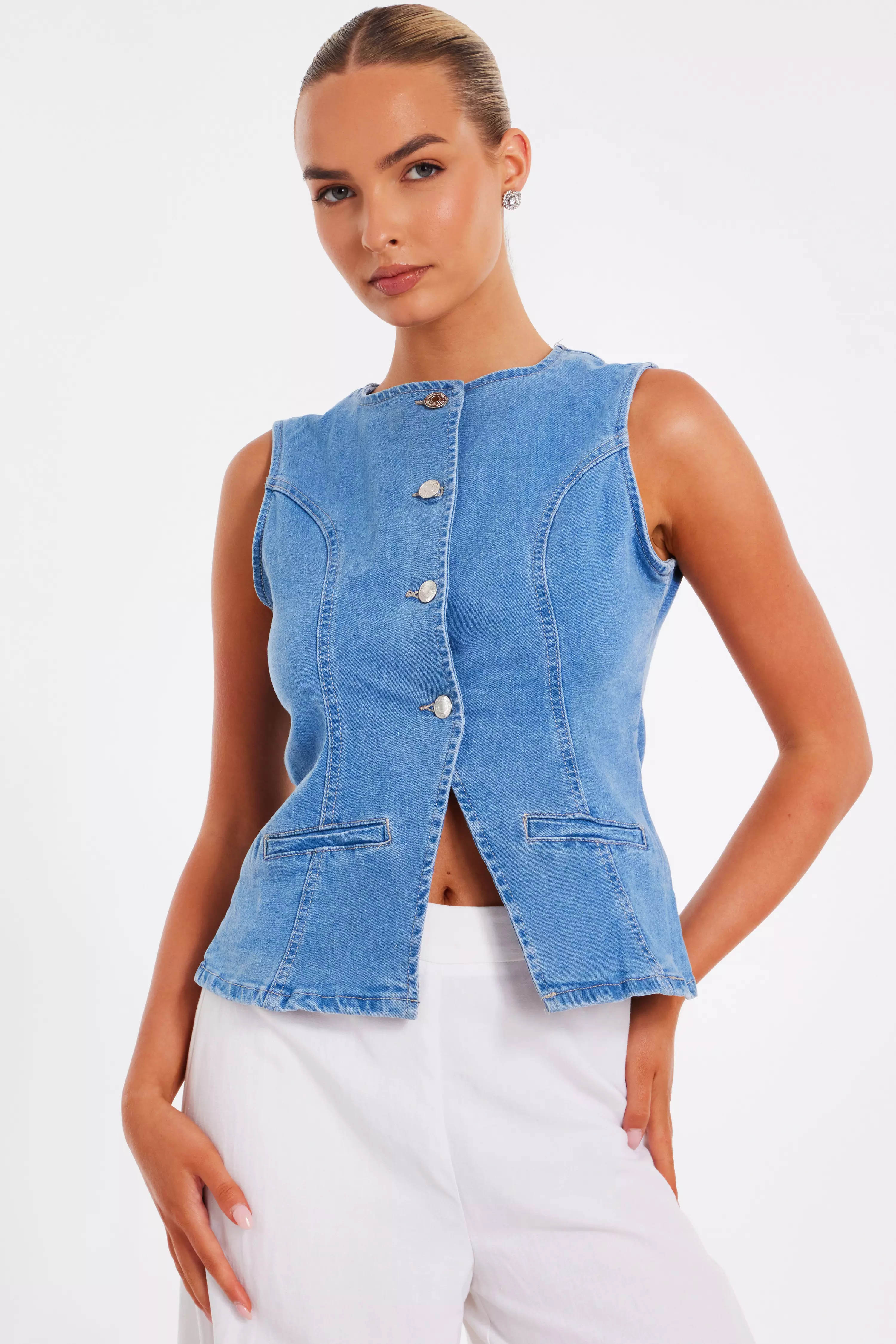 Light Wash Denim Waistcoat 