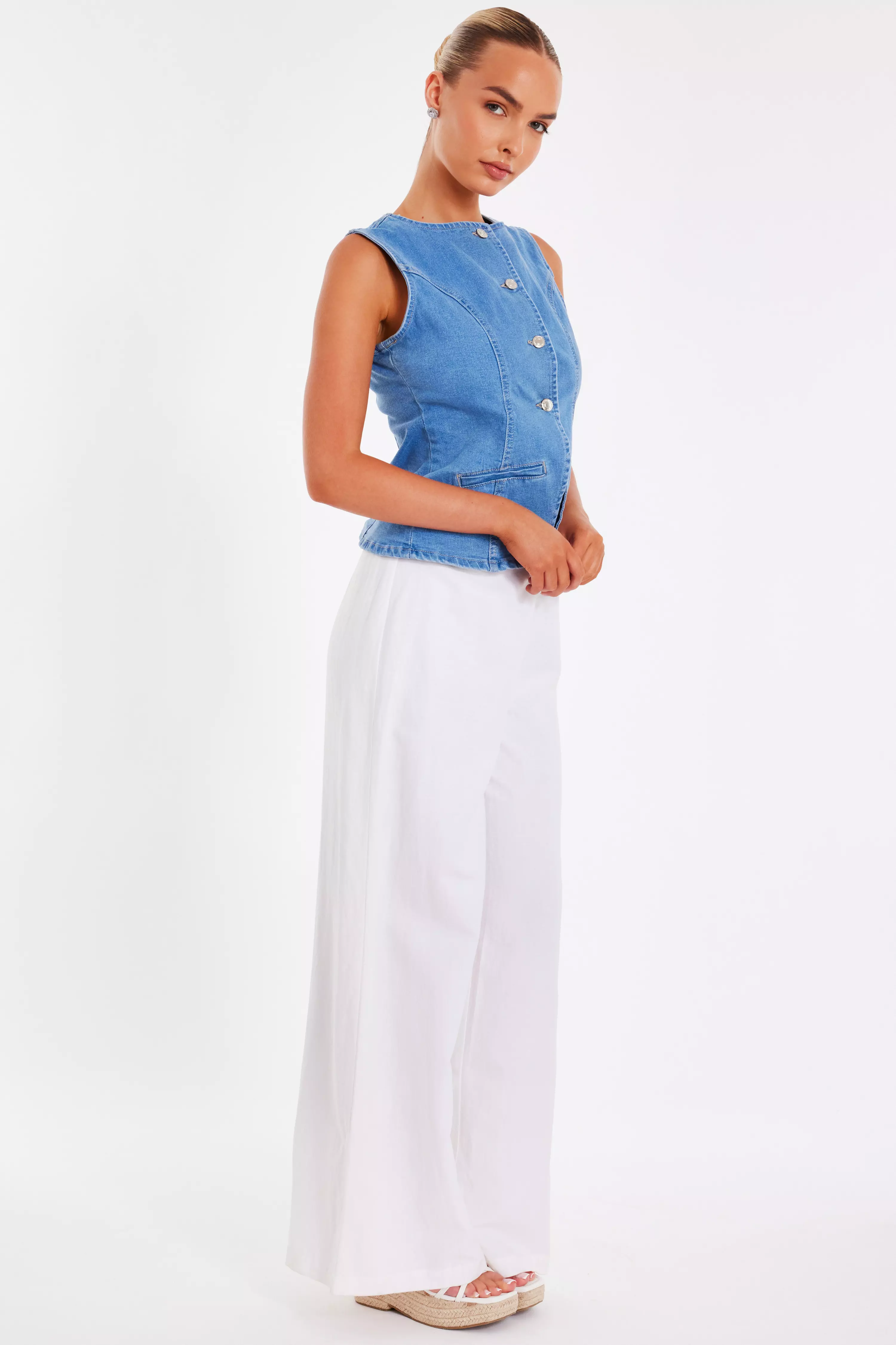 Light Wash Denim Waistcoat 