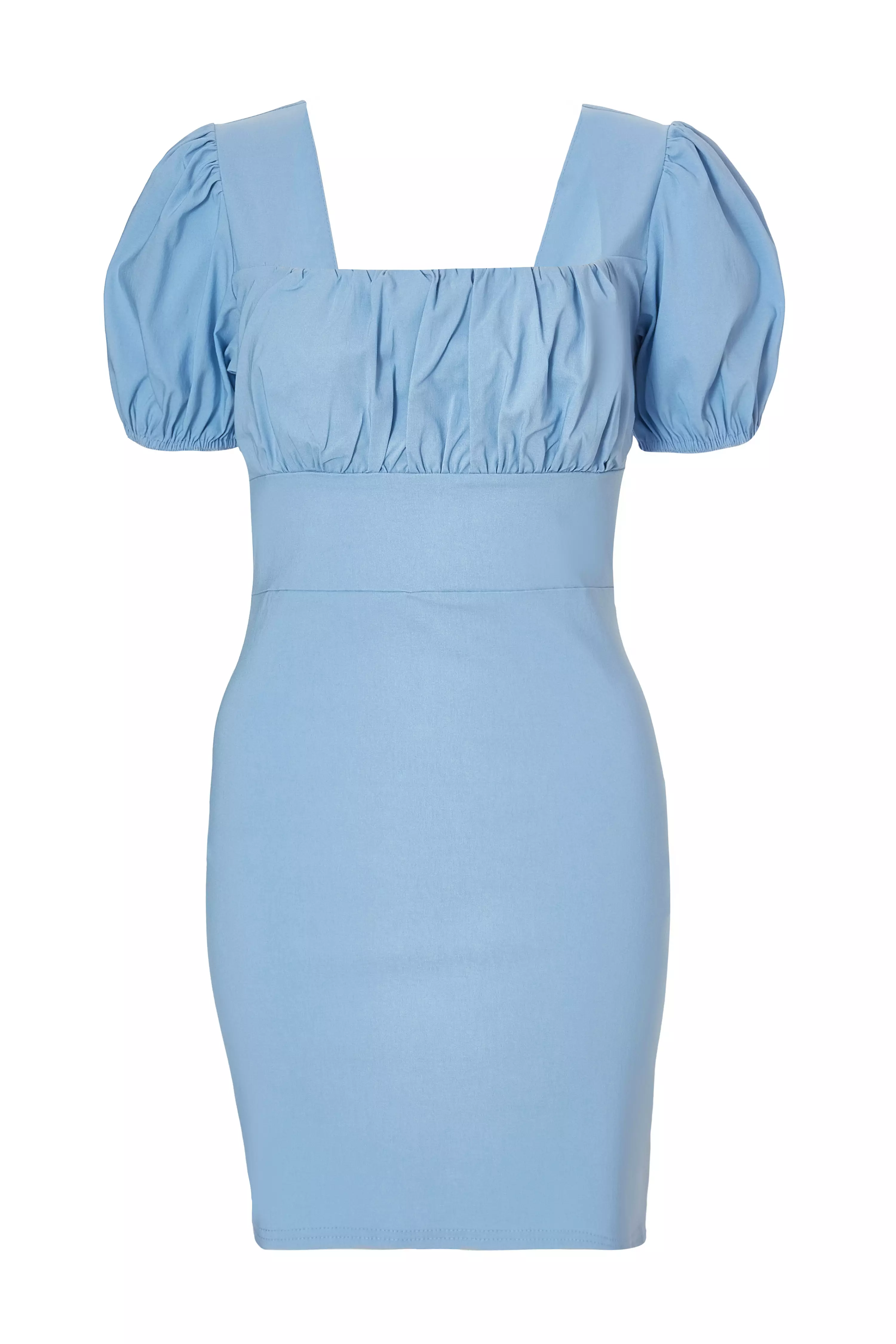 Blue Puff Sleeve Mini Dress
